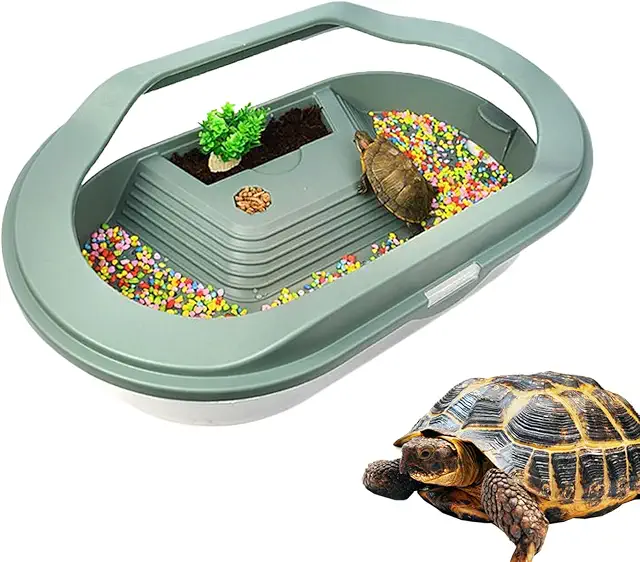 Terrario per Tartarughe con Palcoscenico Crogiolarsi e Coperchio Trasparente