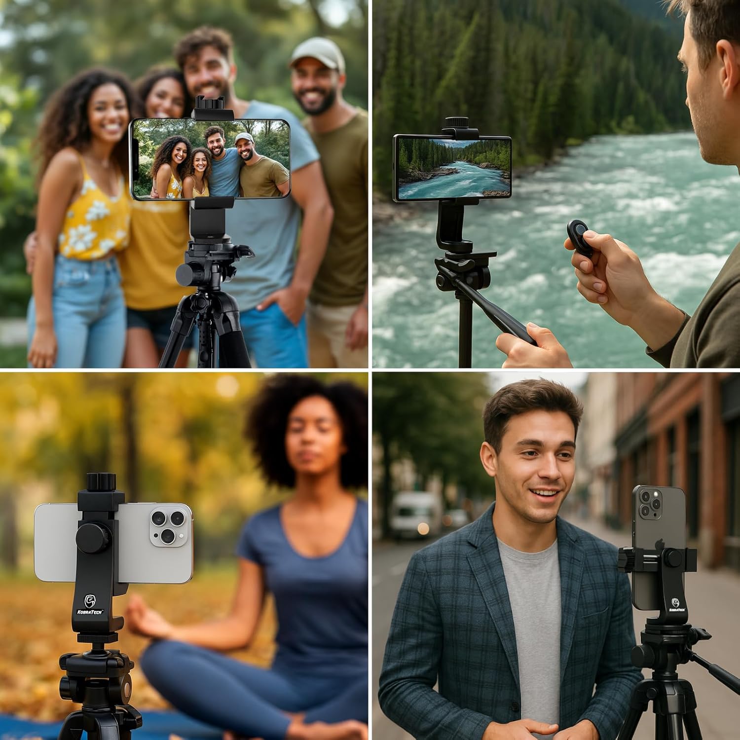 KobraTech iPhone Tripod Mount Adapter - Fits Any Smartphone - Includes Bluetooth Remote Shutter - UniMount 360 Universal Phone Holder for Tripod - Image 3