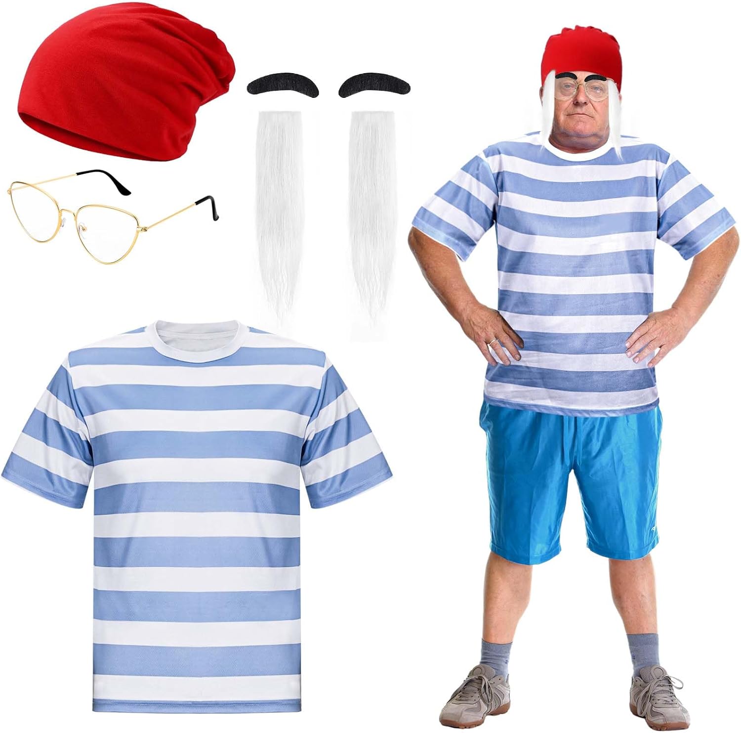 Kuscul 5Pcs Halloween Boatswain Costume Beanie Hat Blue