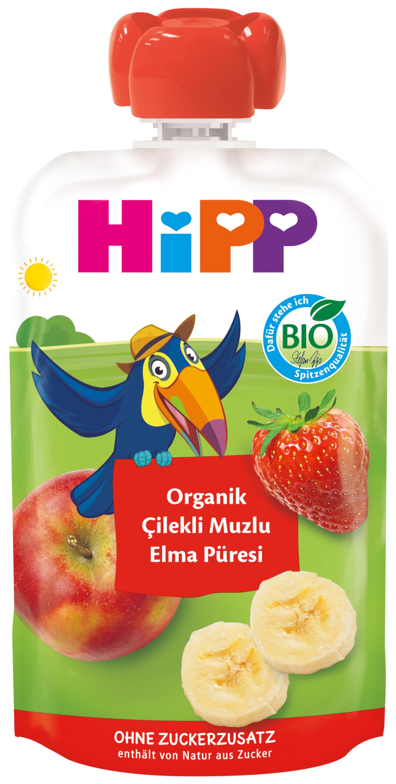HiPP Organik Çilekli Muzlu Elma Püresi 100 gr