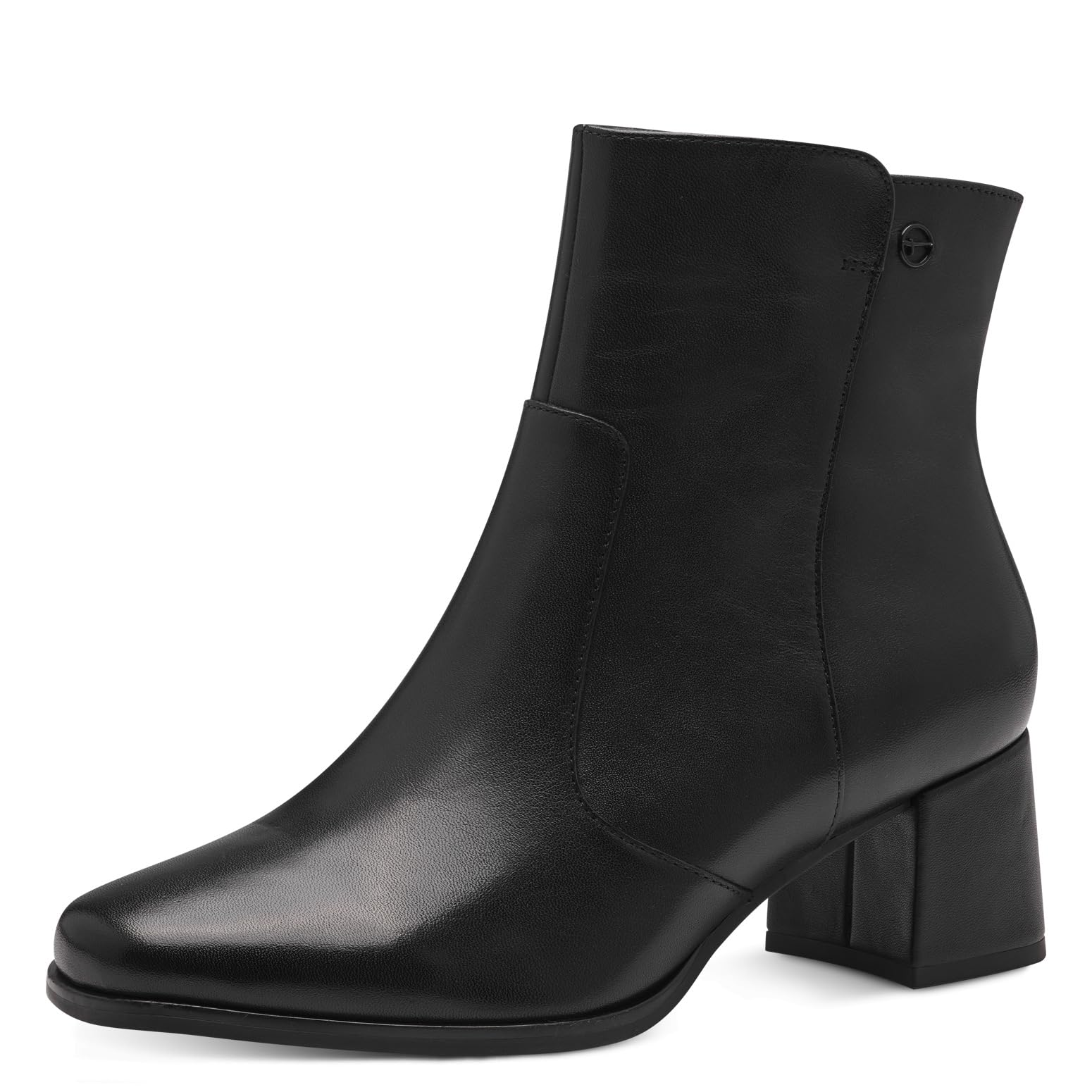 Tamaris Comfort Women’s Ankle Boots with Heel Leather Block Heel , Black Nappa, 3,5 UK
