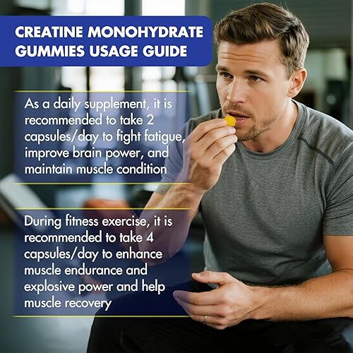 Miniatura 6 de Gomitas de monohidrato de creatina para hombres y mujeres, suplemento de creatina de 1500 mg para ganancia muscular, más fuerza y recuperación más