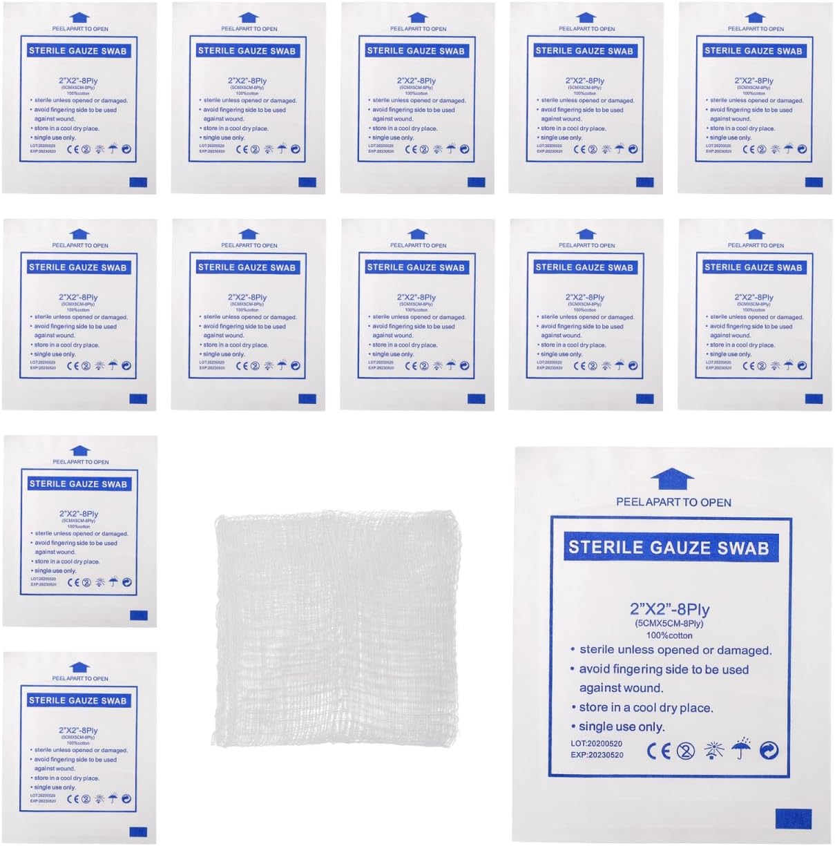 Gauze Pads Disposable Sterile Cotton Gauze Swabs Individually Wrapped Wound Care Dressing Gauzes for First Aid- 30pcs, 5 x 5 inch