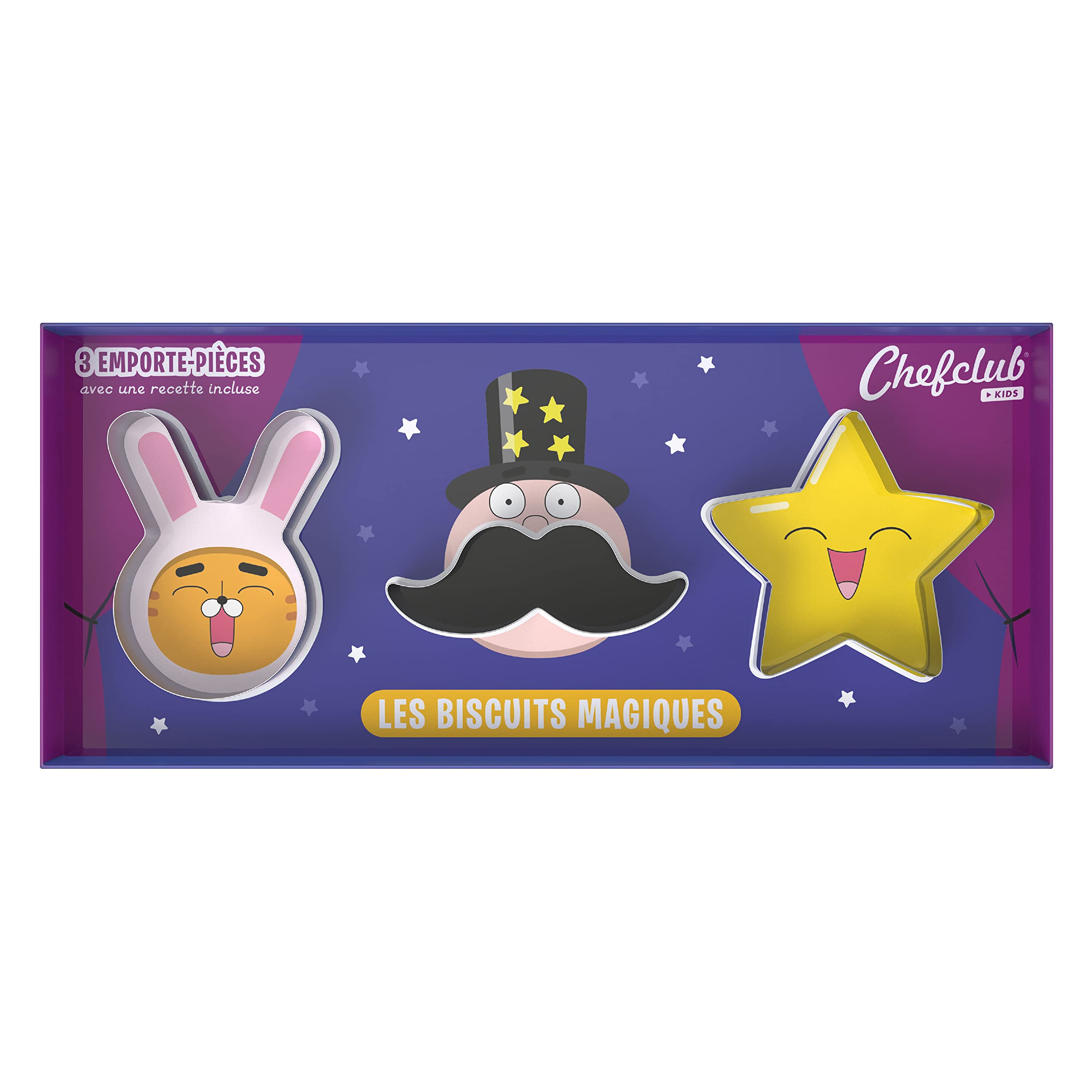 Chefclub Kids Emporte-pièces Biscuits Magiques : Lapin, Moustache, Etoile (3-6 ans)