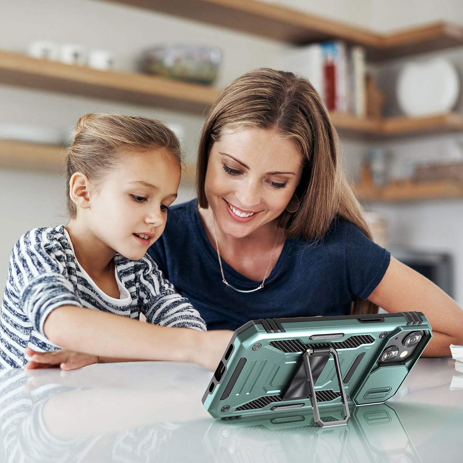 Phone Case for iPhone 15 Plus Case with Slide Camera Cover, with Finger Ring Holder Stand, fit Magnetic Car Mount, for iPhone 15 Plus (Alpine Green) - Image 6