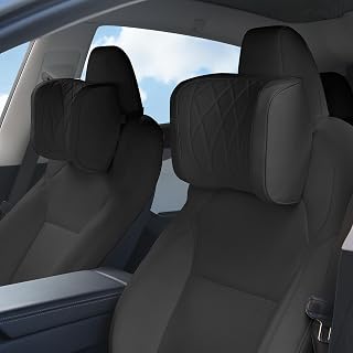 Car Headrest Leather Memory Foam Neck Pillow for Driving with Leather Soft Comfortable Seat Head Pillow Cushion / Car Neck Pillow SUV Sedan Relieving Neck Stiffness Seat Neck Support Pillow Black 2PC