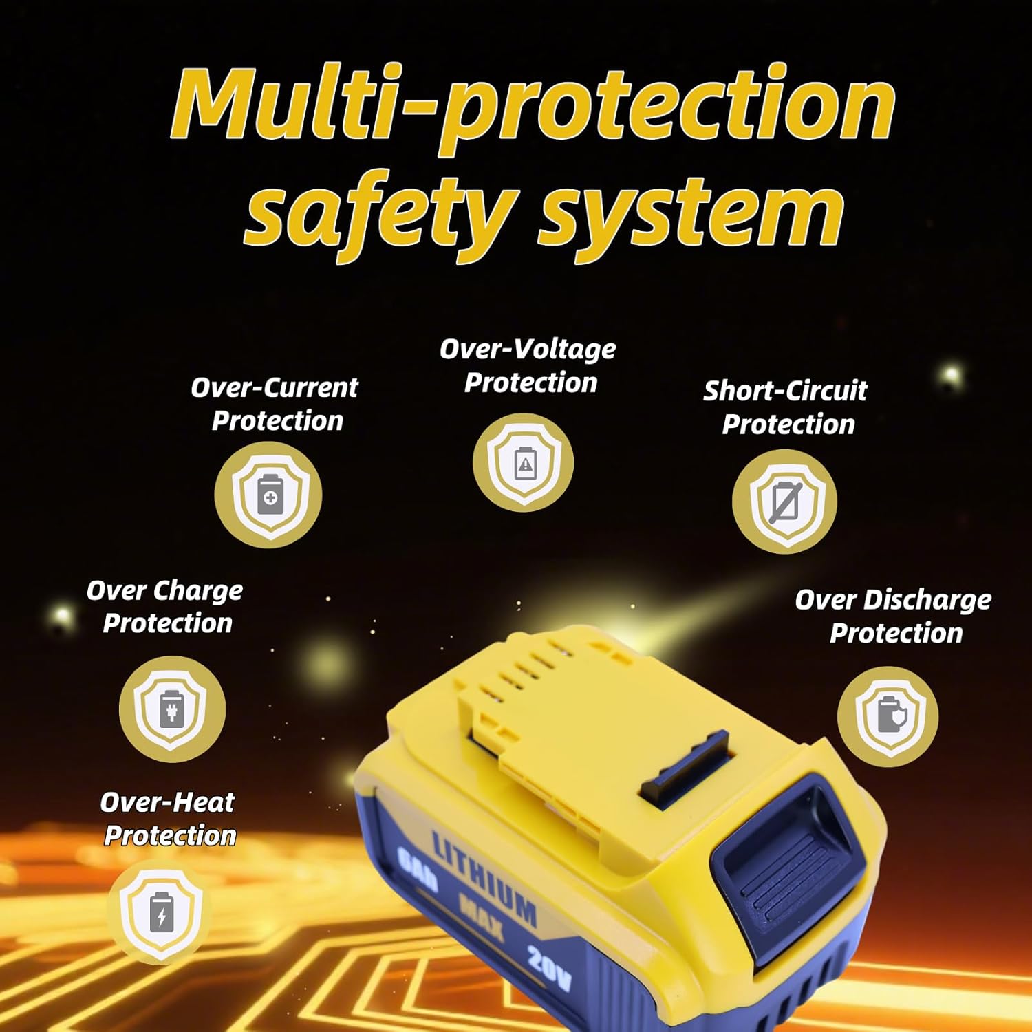 2-Pack 6000mAh Replacement Battery for DeWalt 20V MAX | Compatible with DCB200/DCB201/DCB203/DCB207 & DCD/DCF/DCG Tools | 6 Protections & 18-Month Warranty