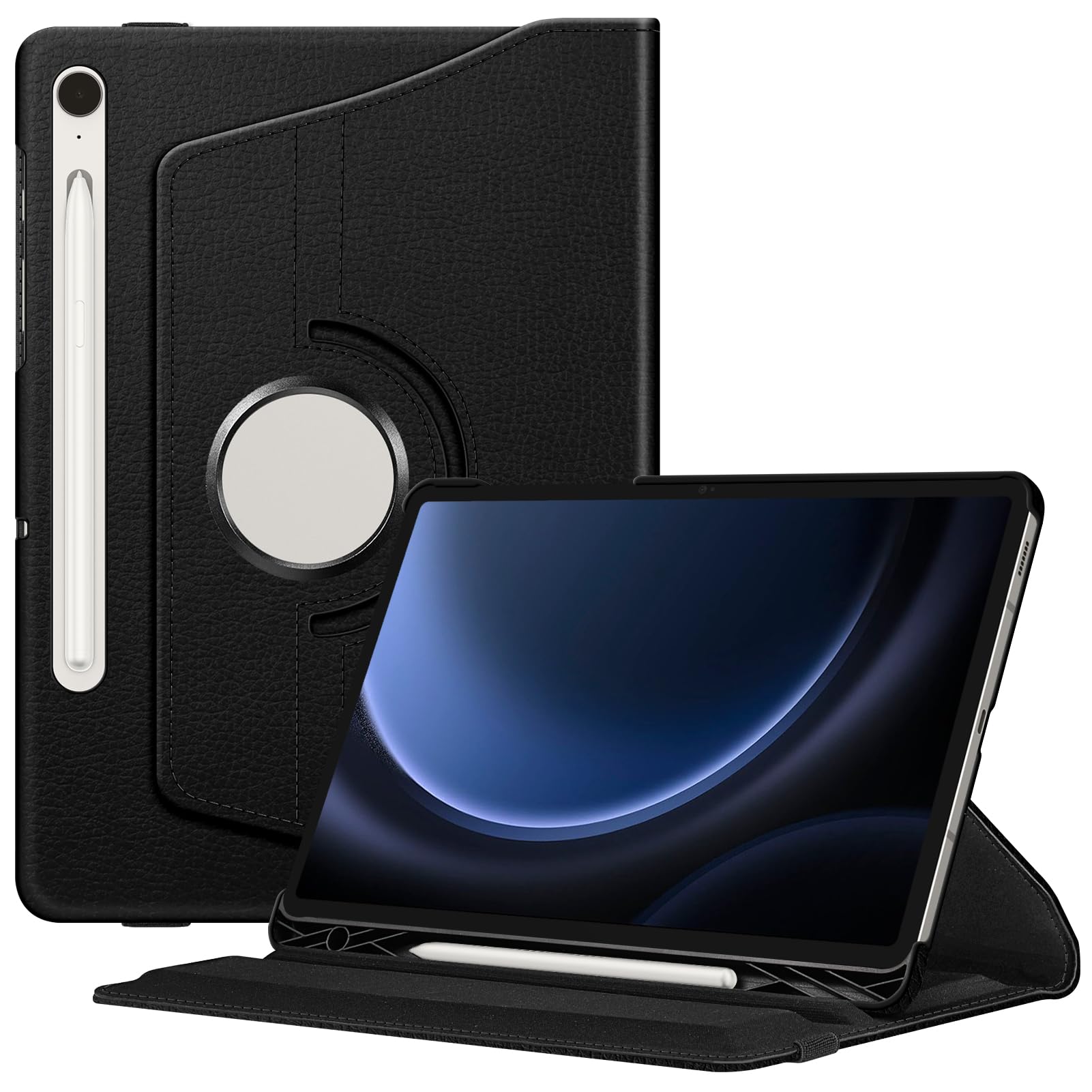 FINTIE Rotating Case for Samsung Galaxy Tab S9 FE 10.9 Inch/Galaxy Tab S9 11 Inch 2023 with S Pen Holder, 360 Degree Swiveling Stand Cover Auto Sleep/Wake, BlackClimatePartner certified