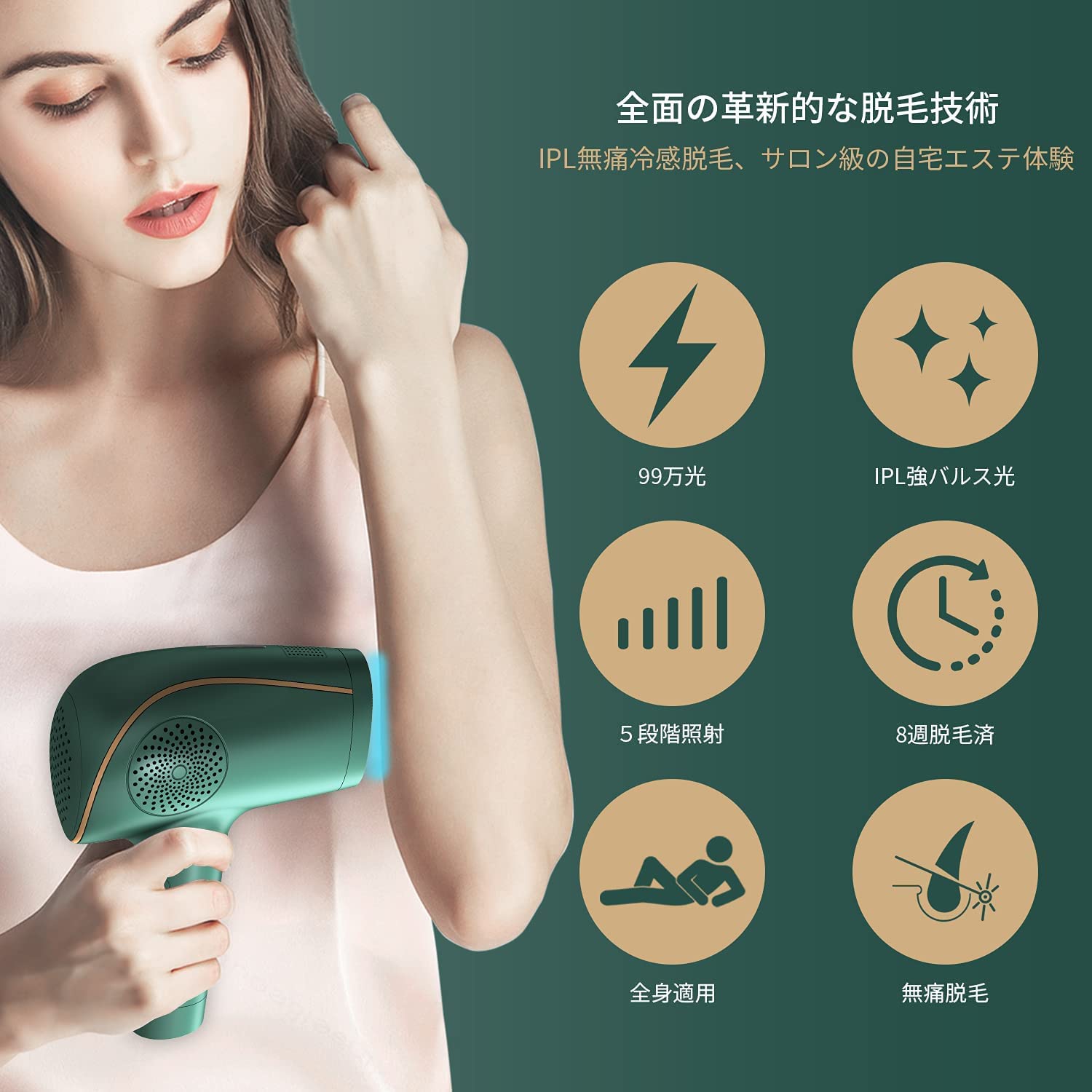 Amazon | AOHEKANG 脱毛器ひげ IPL光冷感脱毛器 99万発 5段階調整 男女 