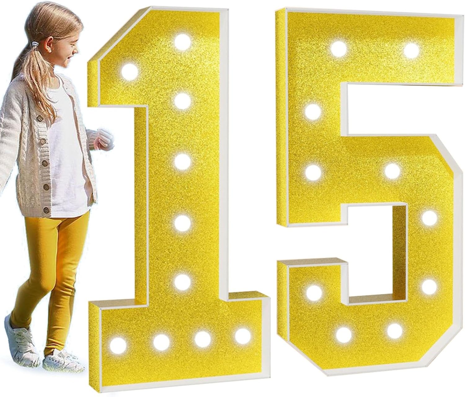 Marquee Light Up Numbers Large Mosaic Numbers for 1st 16st 18st 21st Birthday Party Decorations Anniversary Party Decor Pre-Cut Foam Board Kit(Color:Number 80,Size:120cm/4FT)