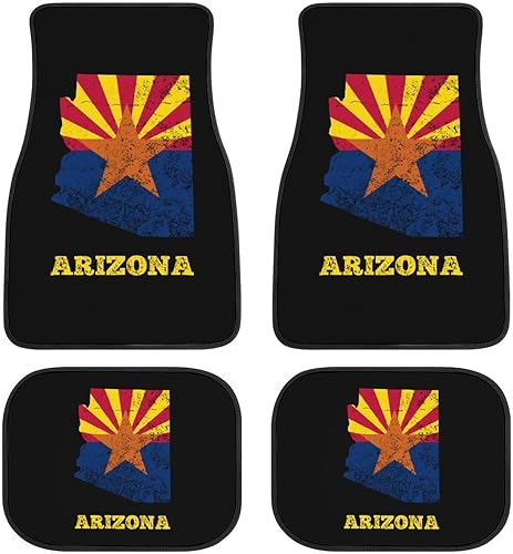 Bandera de Arizona mapa impreso 4 piezas coche piso alfombras automotriz delanterotrasero alfombra protectora almohadilla interior accesorios