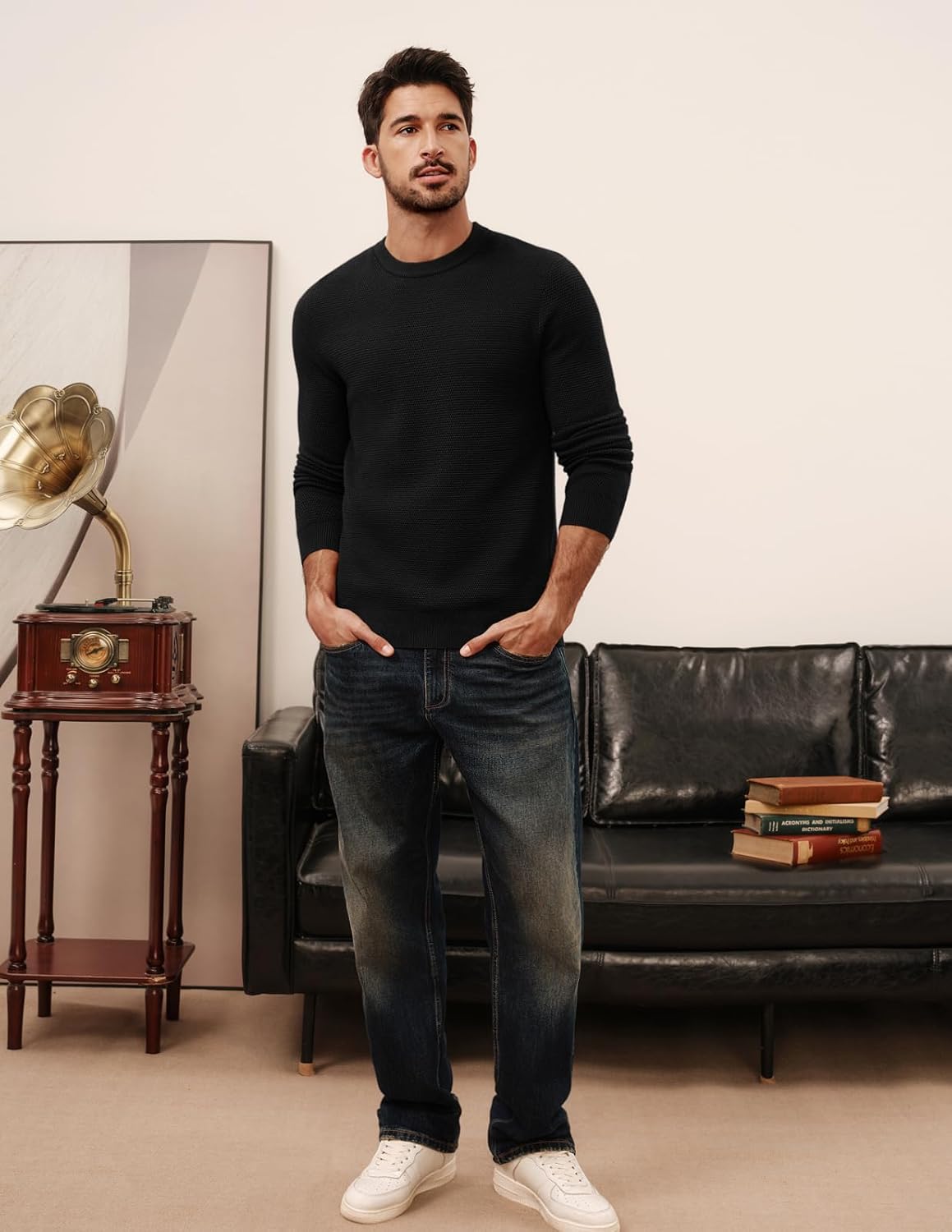 PJ PAUL JONES Mens Sweater Cable Knit Textured Solid Fall Sweaters - Image 5