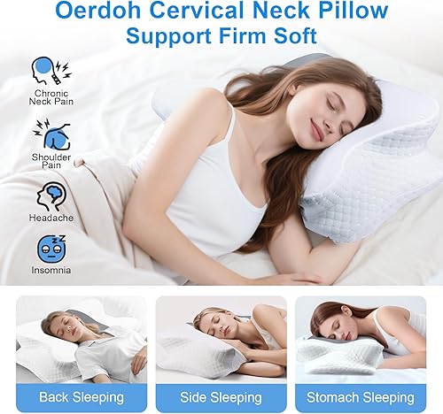 Miniatura 2 de Dreamers Relief Pillow - Almohada cervical para aliviar el dolor de cuello, almohada ergonómica de espuma viscoelástica, almohada para dormir de
