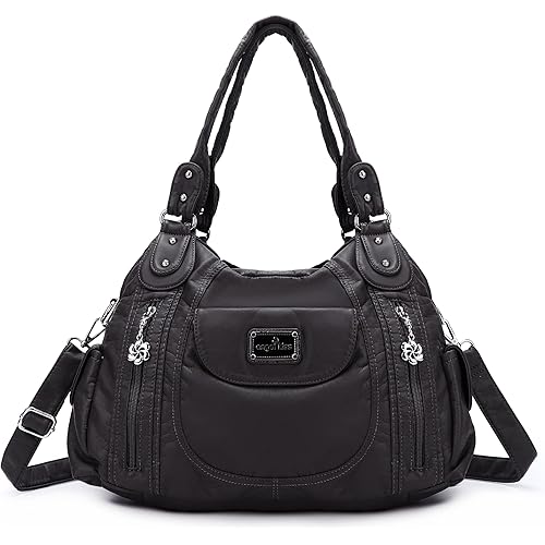 Angel Kiss Women Handbags Shoulder Bags Washed Leather Satchel Tote Bag Mutipocket Hobo Purse