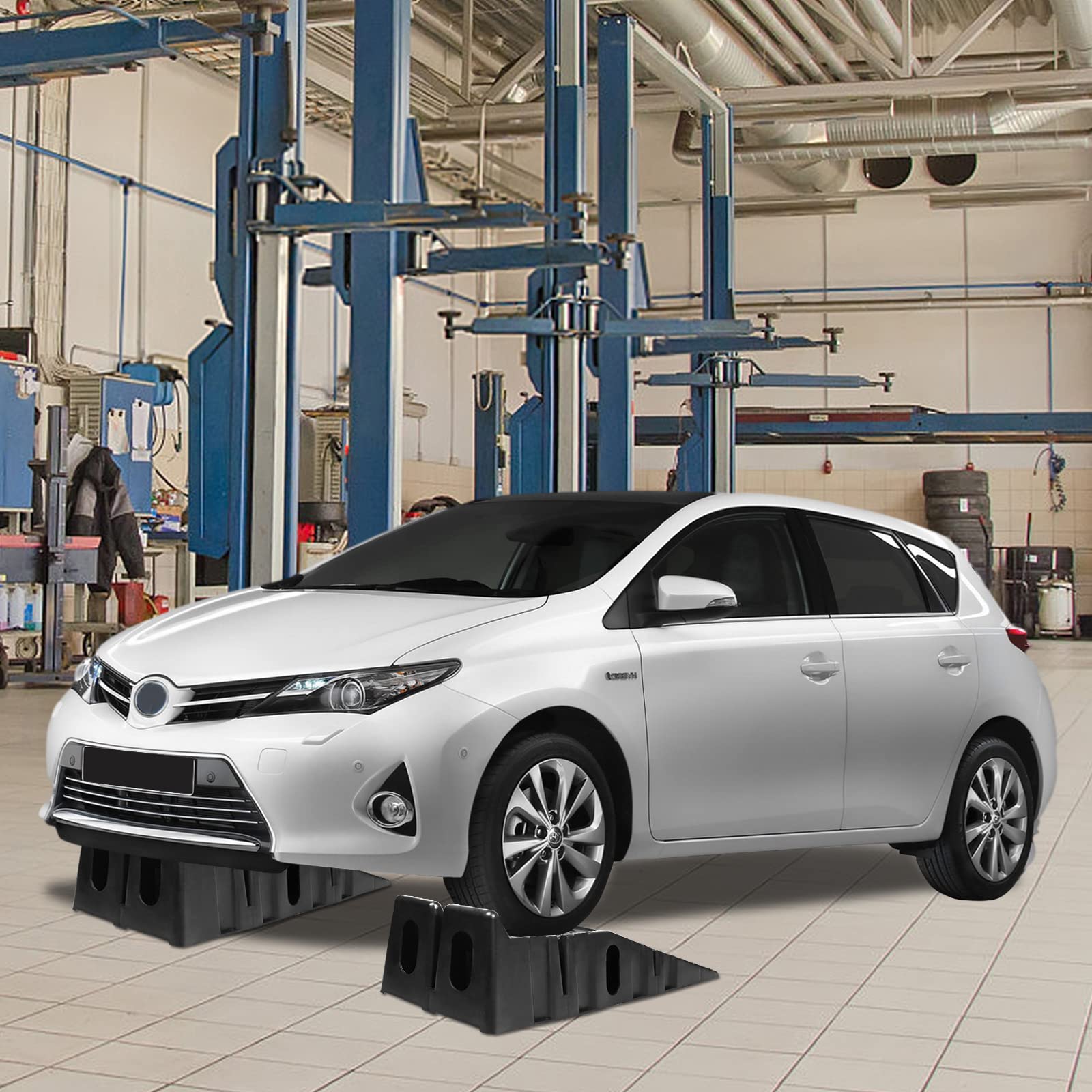 2 rampas de carga para automóviles de plástico, rampa de carga de hasta 2,5 toneladas, plataforma elevadora con protección contra sobresalientes, plataforma elevadora de carga