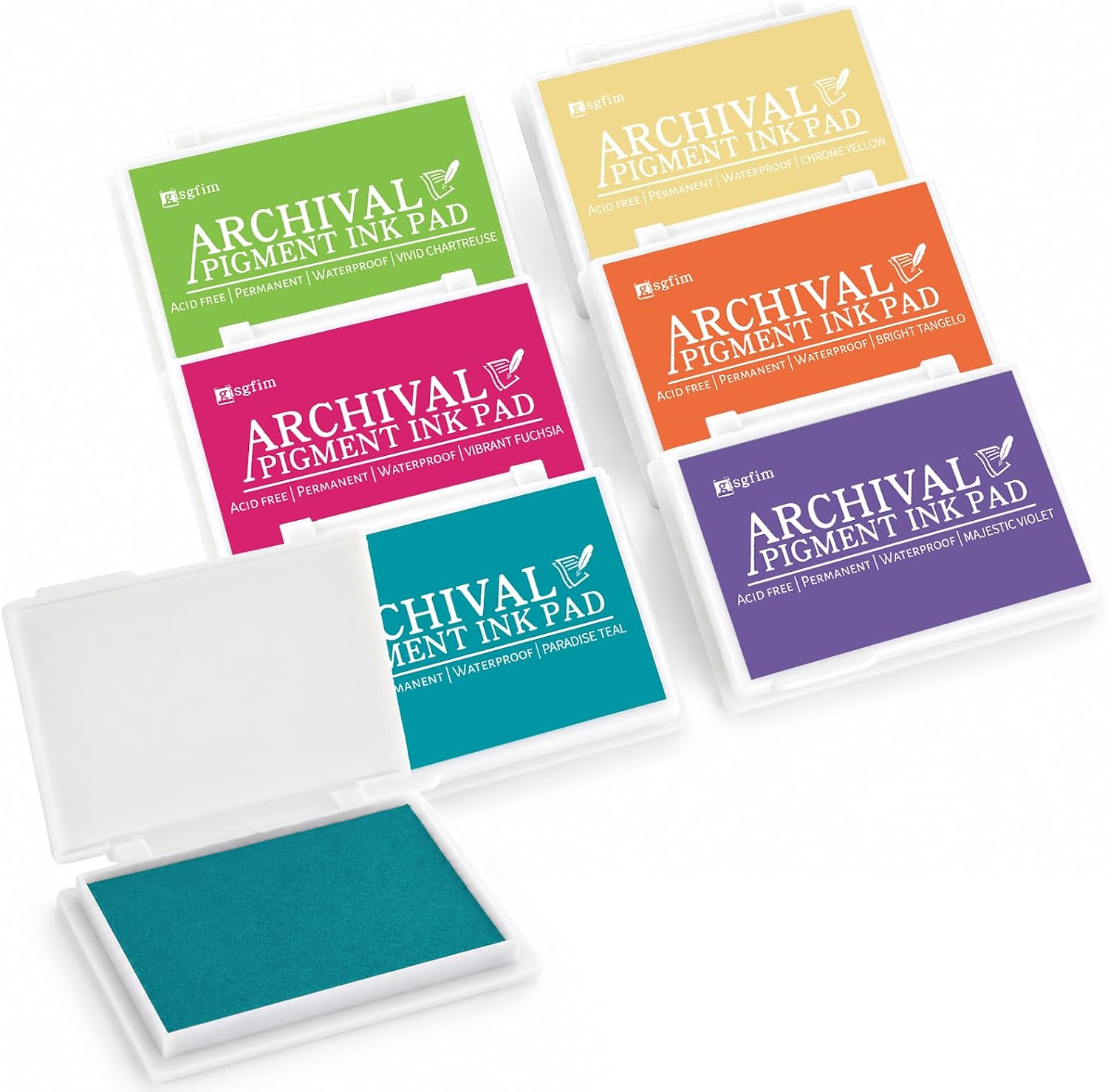 gisgfim 6 Pcs Archival Pigment Waterproof Ink Pad for Stamps (Dark Colors)