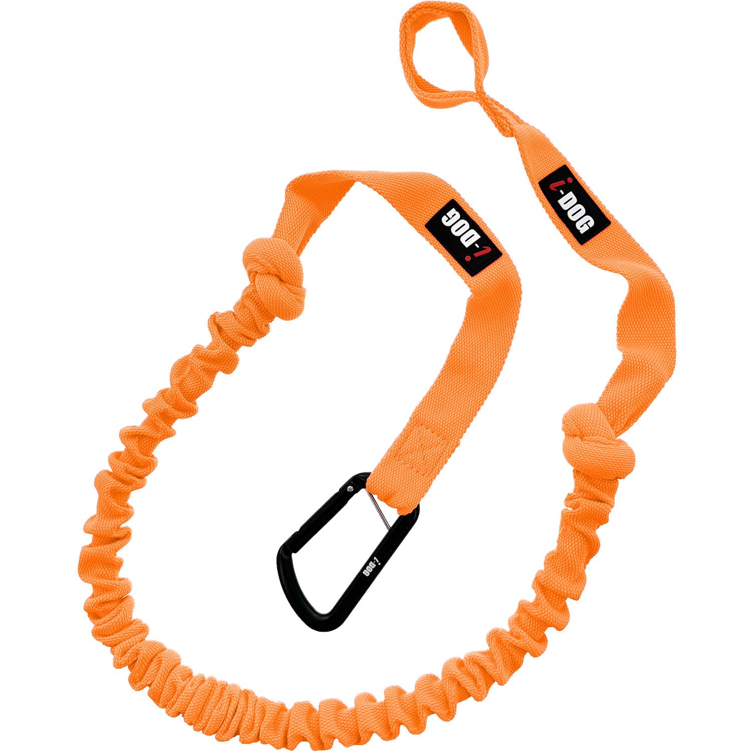 Führleine (Leine) für Hunde mit Stoßdämpfer One Canicross, Canirando, Canijogging, Canitrail, intensive Nutzung Sport oder Freizeit, I-dog ist eine französische Marke (Orange)