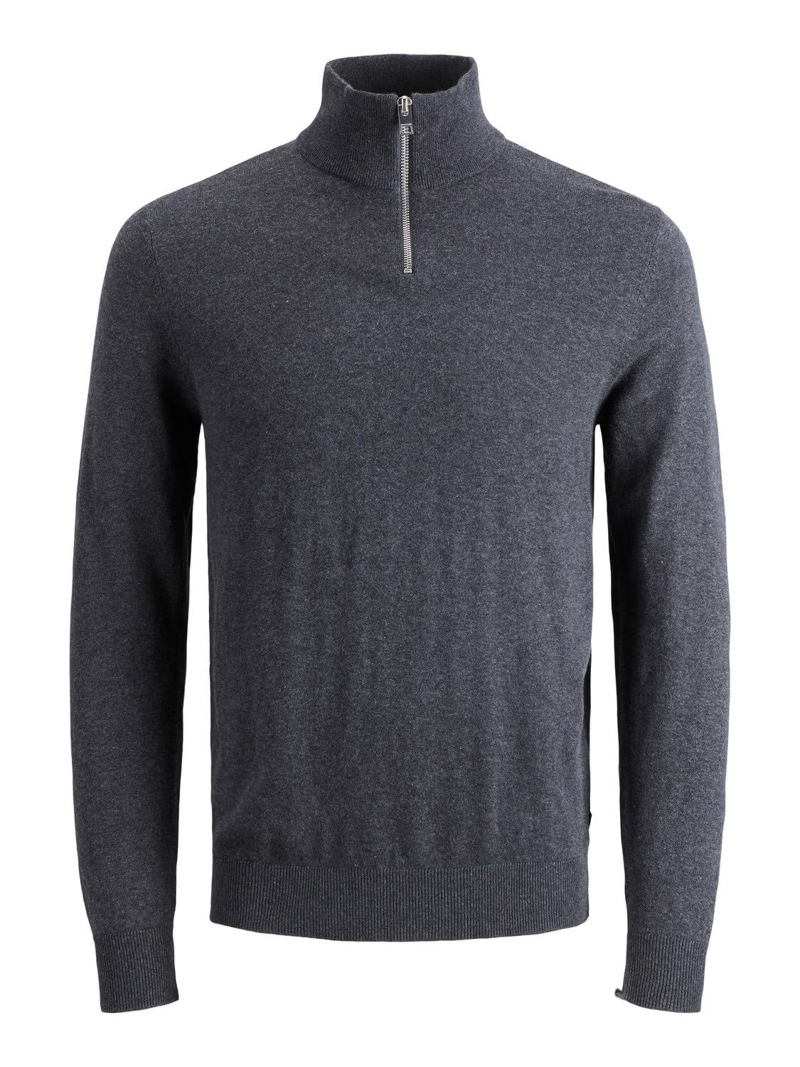 Jack & Jones Jjeemil Knit Noos Pull Demi-​Zip pour Homme, Gris foncé mélangé, L