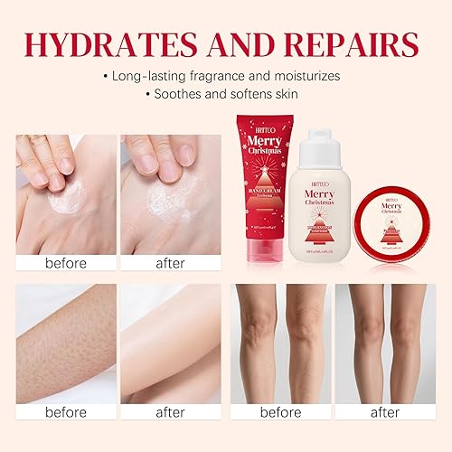 Miniatura 6 de Set de regalo de Navidad para el cuidado del cuerpo para mujeres, loción corporal hidratante con fragancia, crema de manos y crema de pies,