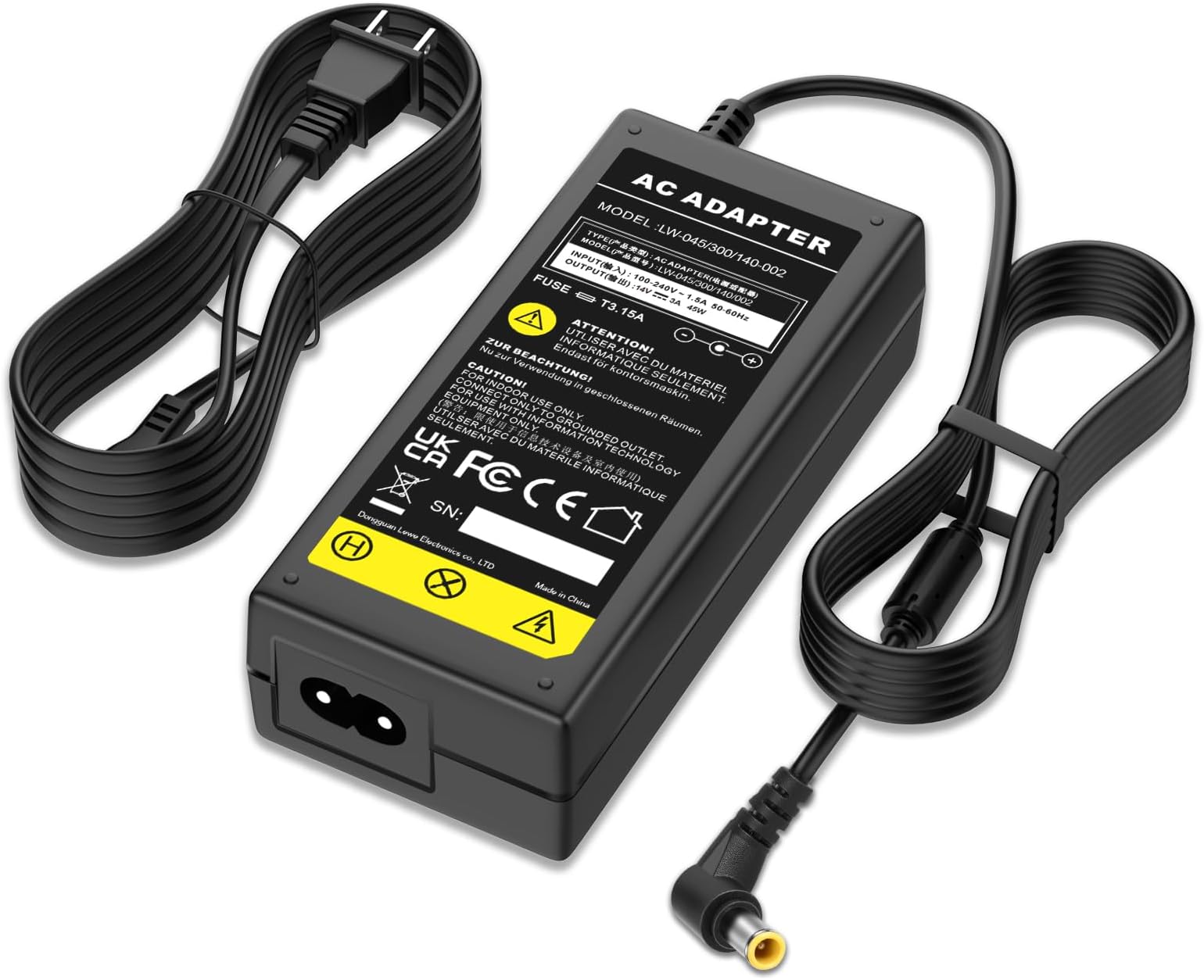 Futurebatt 14V AC/DC Adapter Power Supply for Samsung LTM1555B LTM1555X LTM1755X LTM1775W LCD Monitor +Cord Power Supply Cord