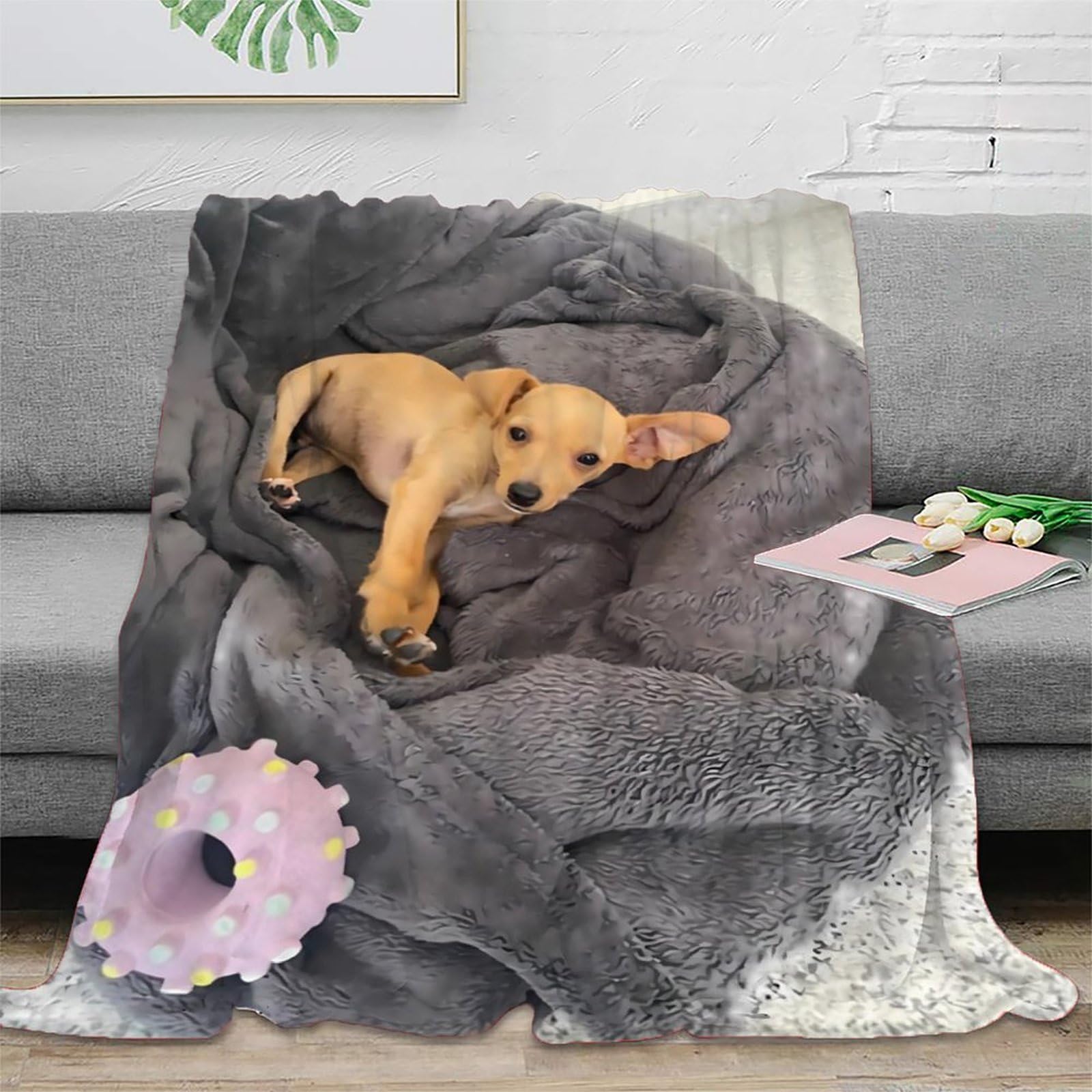 Couverture chiot 3D en microfibre 150x200cm pour jeunes et étudiants