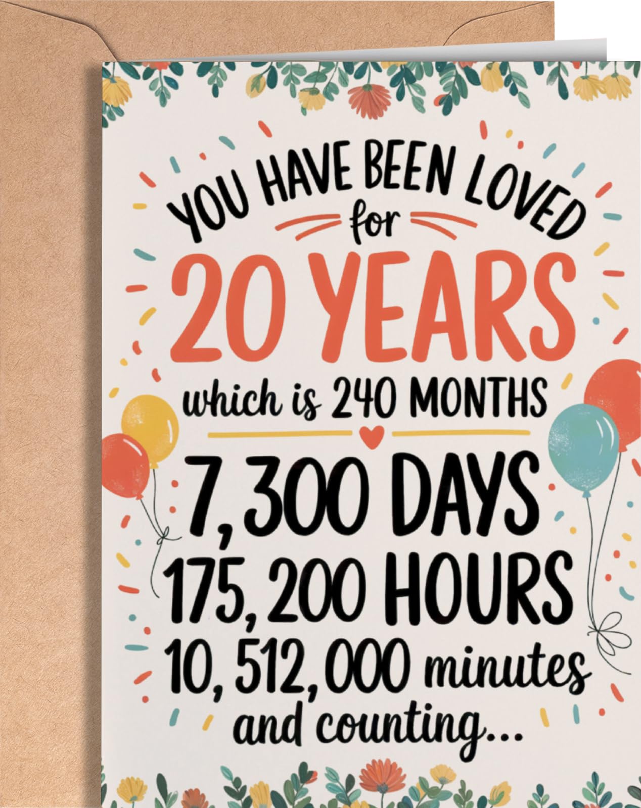 20th Birthday Card - 20 Birthday Card for Girls or Boys - Happy Birthday Cards for 20 Year Old Daughter, Son, Niece, Nephew, Grandson, Granddaughter -