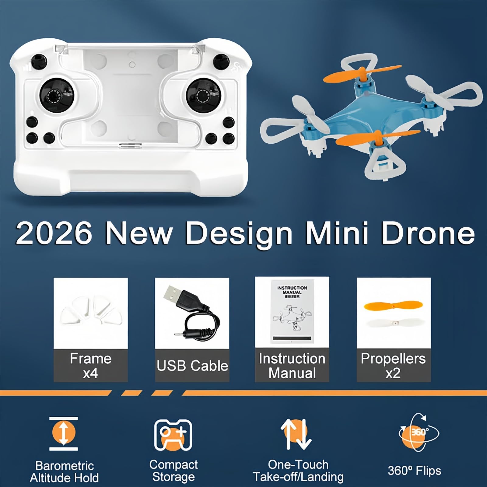 Mini drone per tutte le età con voli acrobatici facili e trucchi a 360°, Remote Little Aerobatic 4-Axis Drones with LED Light e protezione dell'elica,decollo con un solo tasto Kid Toy Gift (Blue)
