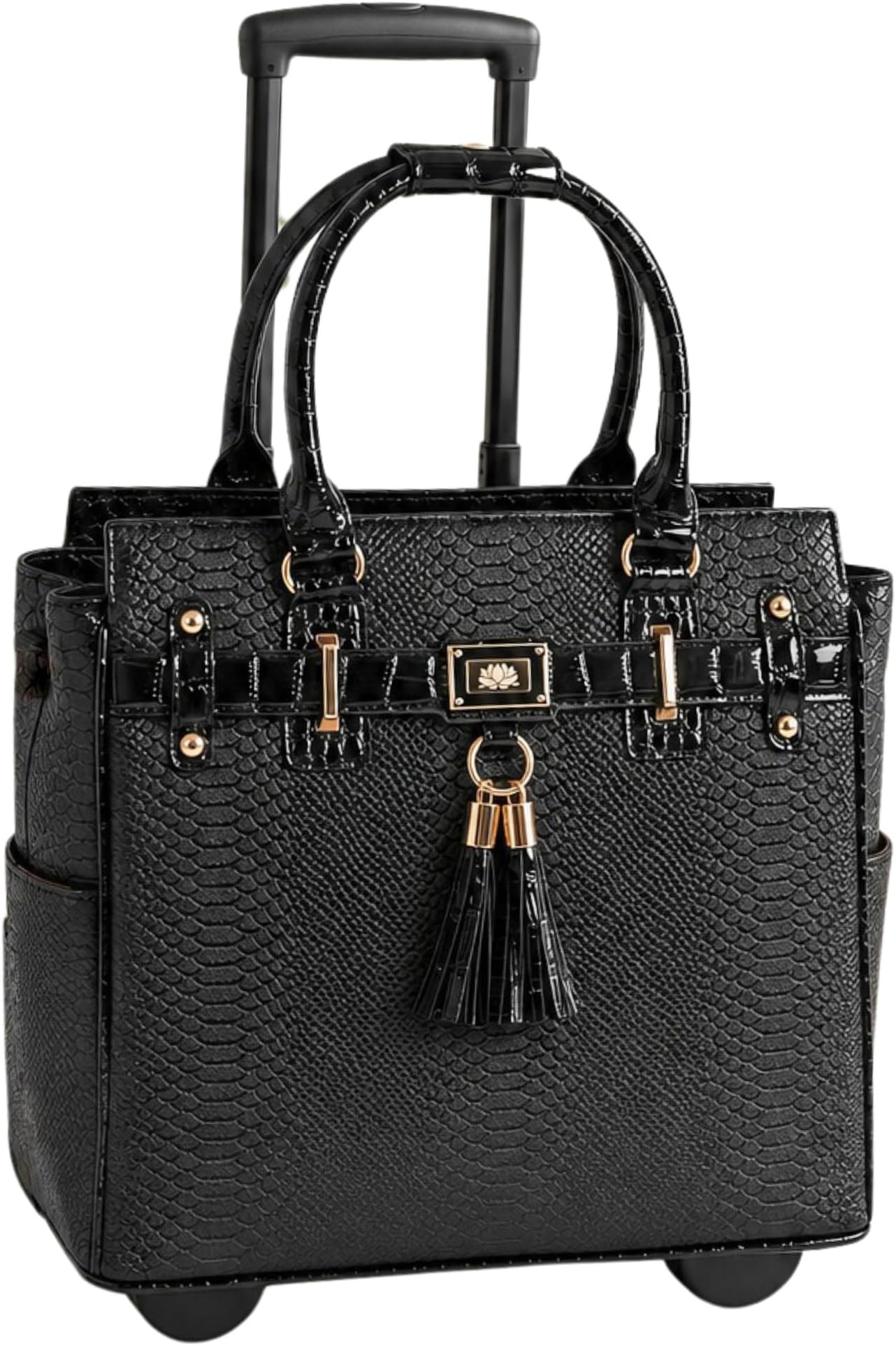 JKM & Company and Computer iPad, Laptop Tablet Rolling Tote Bag Briefcase Carryall Bag, Barrington (Black), Fits up to a 17" inch laptop, Barrington