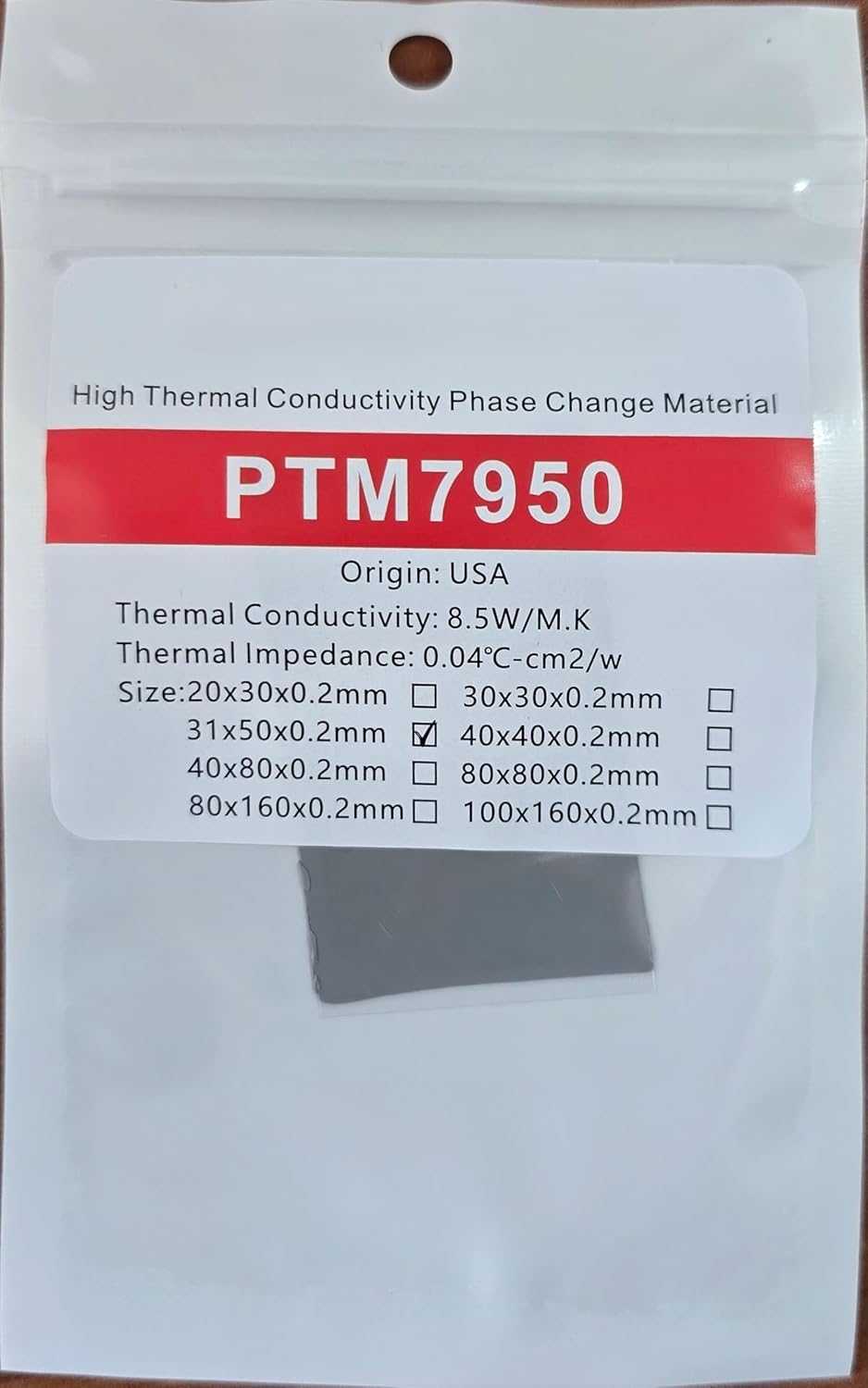 PTM7950 31x50x0.25mm Phase Change Thermal Pad, 8.5W/mK, for PS5, Nvidia, AMD, Intel, Steam Deck, ROG CPU GPU SSD