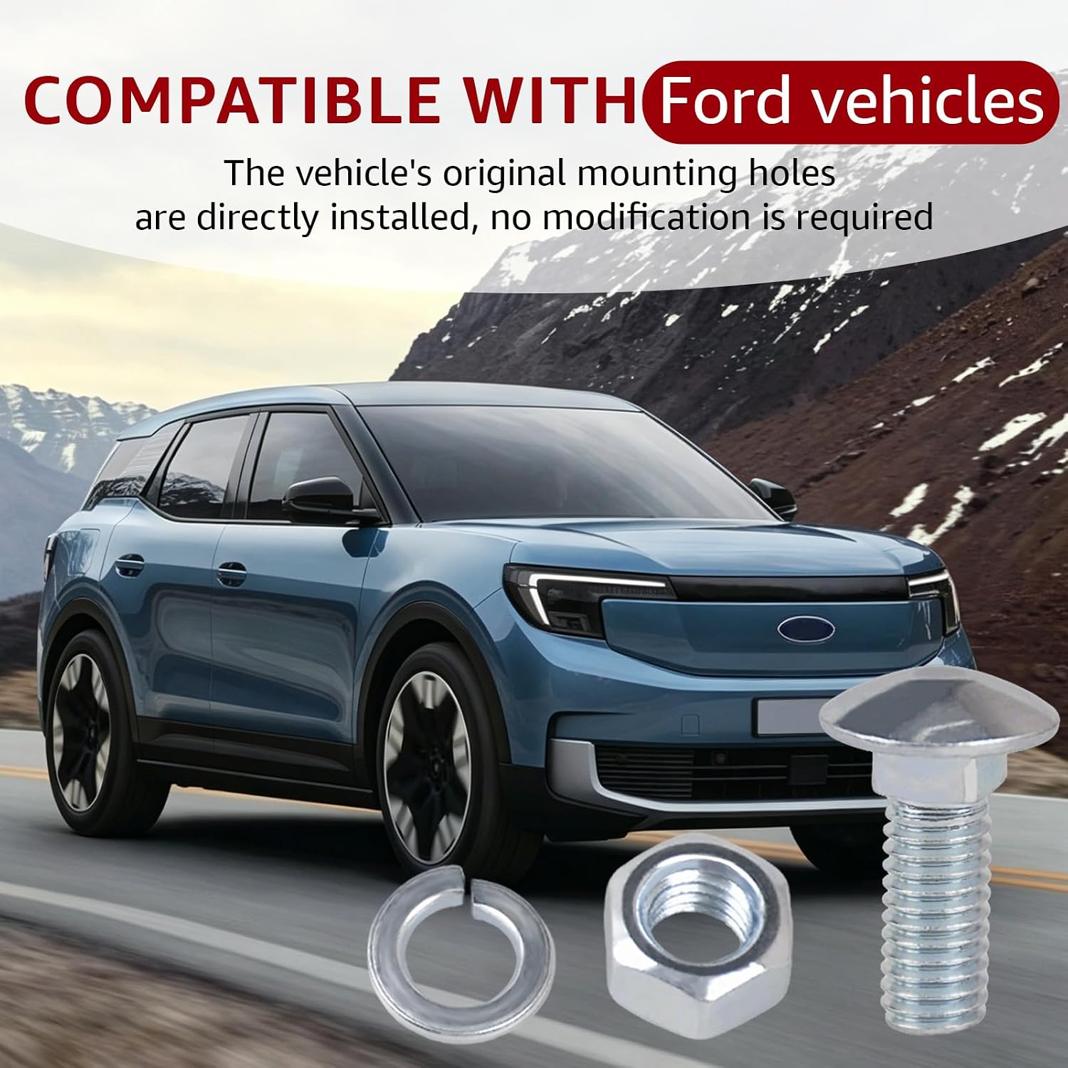 8PCS Chrome Bumper Bolts Kit Compatible with Ford 7/16-14 x 1-1/4" – 7/16" Carriage Bolts Capped Round Head Front Rear Bumper Bolts Kit with Hex Nuts & Lock Washers