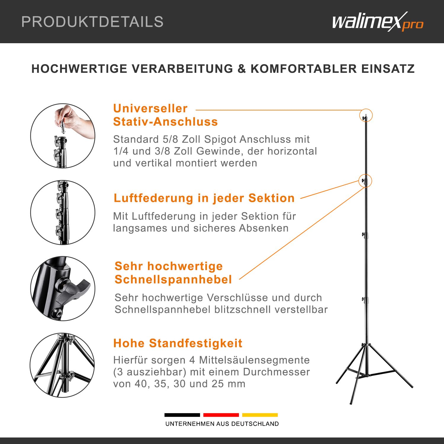 Walimex pro AIR 380 Deluxe Statyw do lamp 380cm Zestaw 2