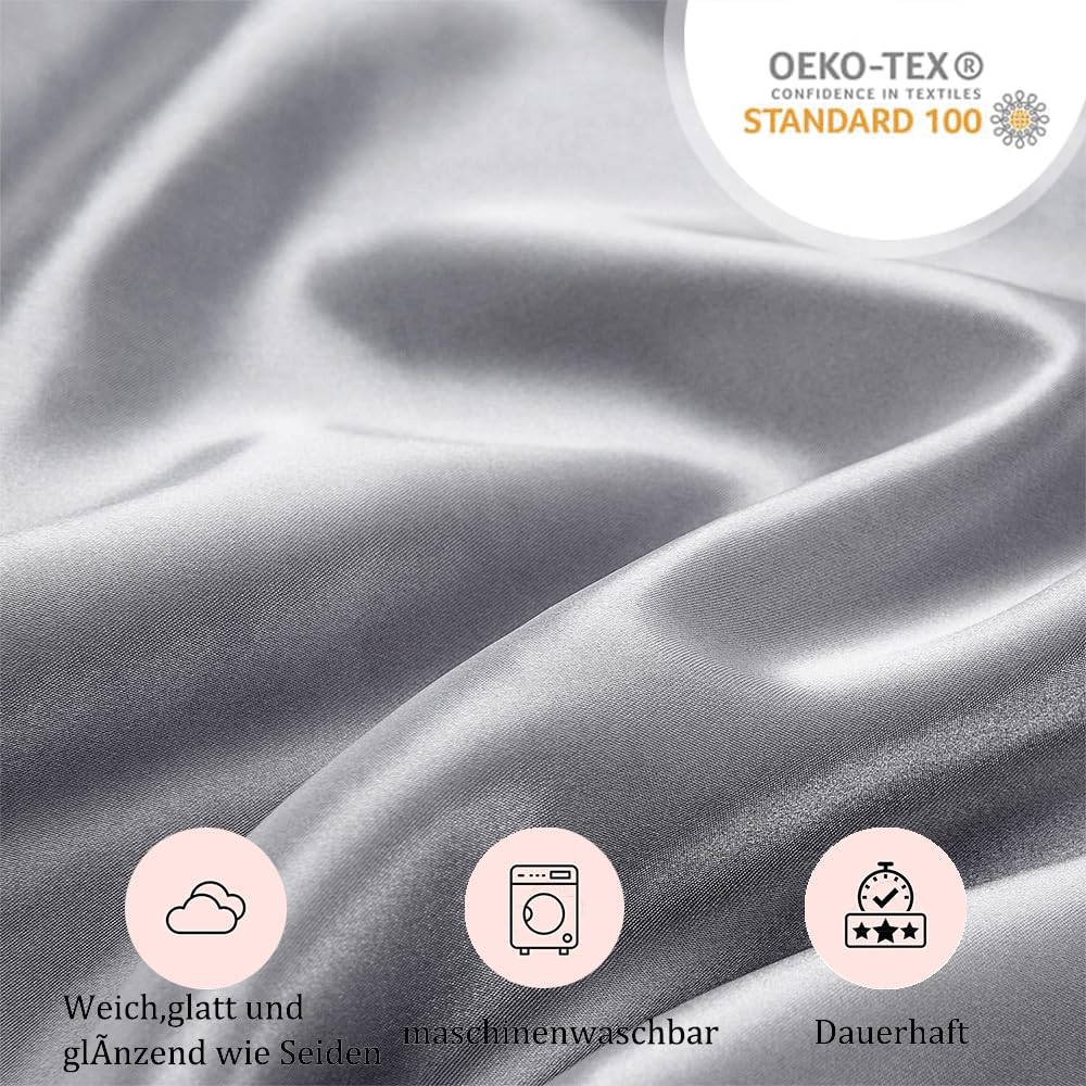 Seiwohl Taie d Oreiller en Satin 40x80 Lot de 2, Similaire aux Taies d' oreillers en Soie 40 x 80 cm Housse de Coussin Protege Oreiller Silk Pillowcase, Certifiée Oeko-TEX, Noir