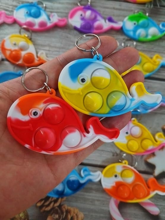 30 pcs Ocean Whales Pop Keychain Silicone Stress Relief Kids Party Favor