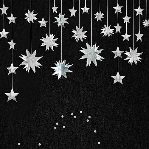 pinkblume Guirnalda de Estrellas Plateadas, Kit de decoración de Fiesta, Estrell