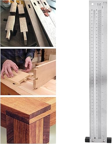 Miniatura 7 de Herramienta de medición de carpintero de calibre de línea de carpintero de acero inoxidable para marcado en T (16 pulgadas)