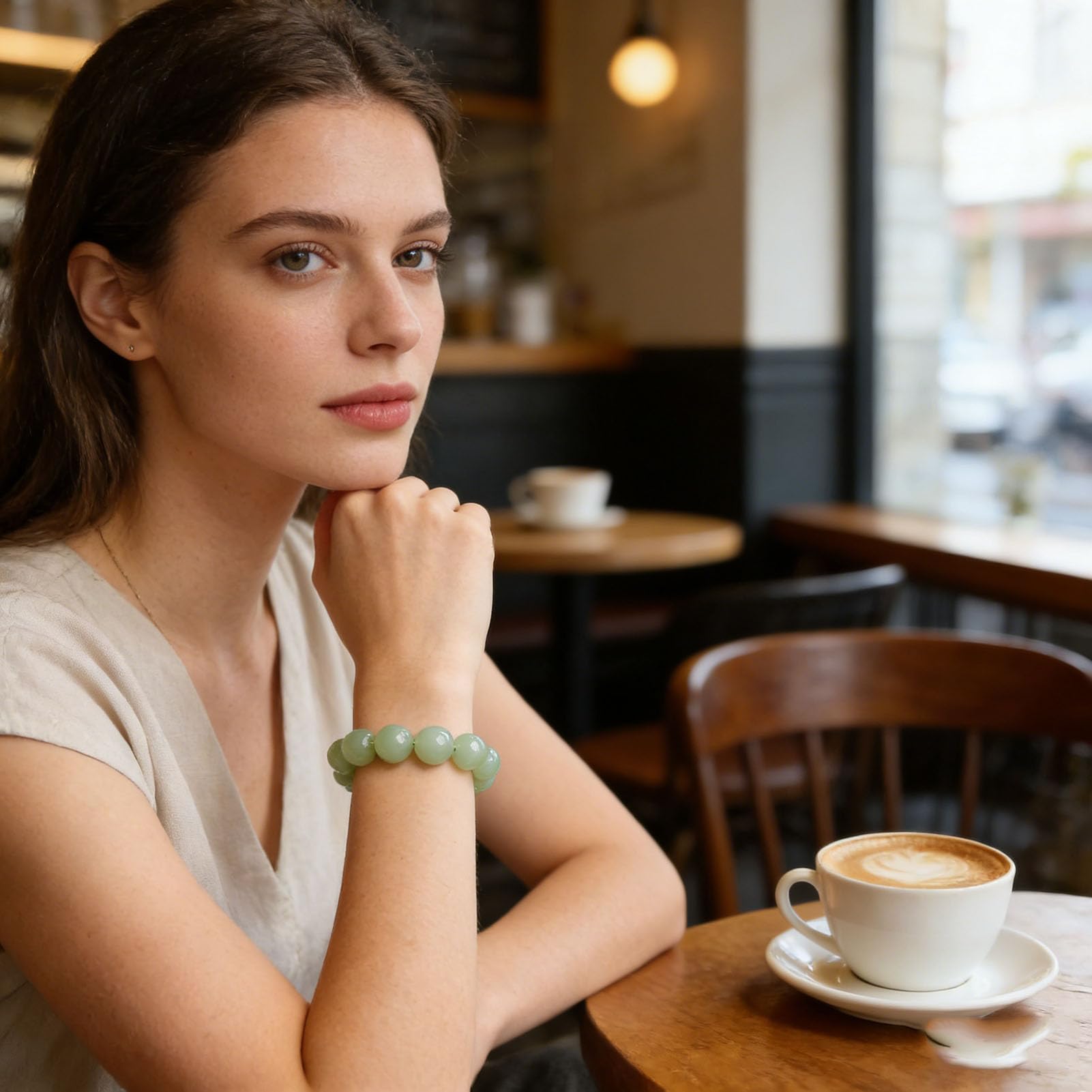 Pulsera de Jade curativo Hetiano para Mujer, Riqueza y Prosperidad, Fengshui Hecho a Mano para Hombres, Pulseras elásticas con Piedras Preciosas Naturales, Cuentas Piedra Redondas,8MM