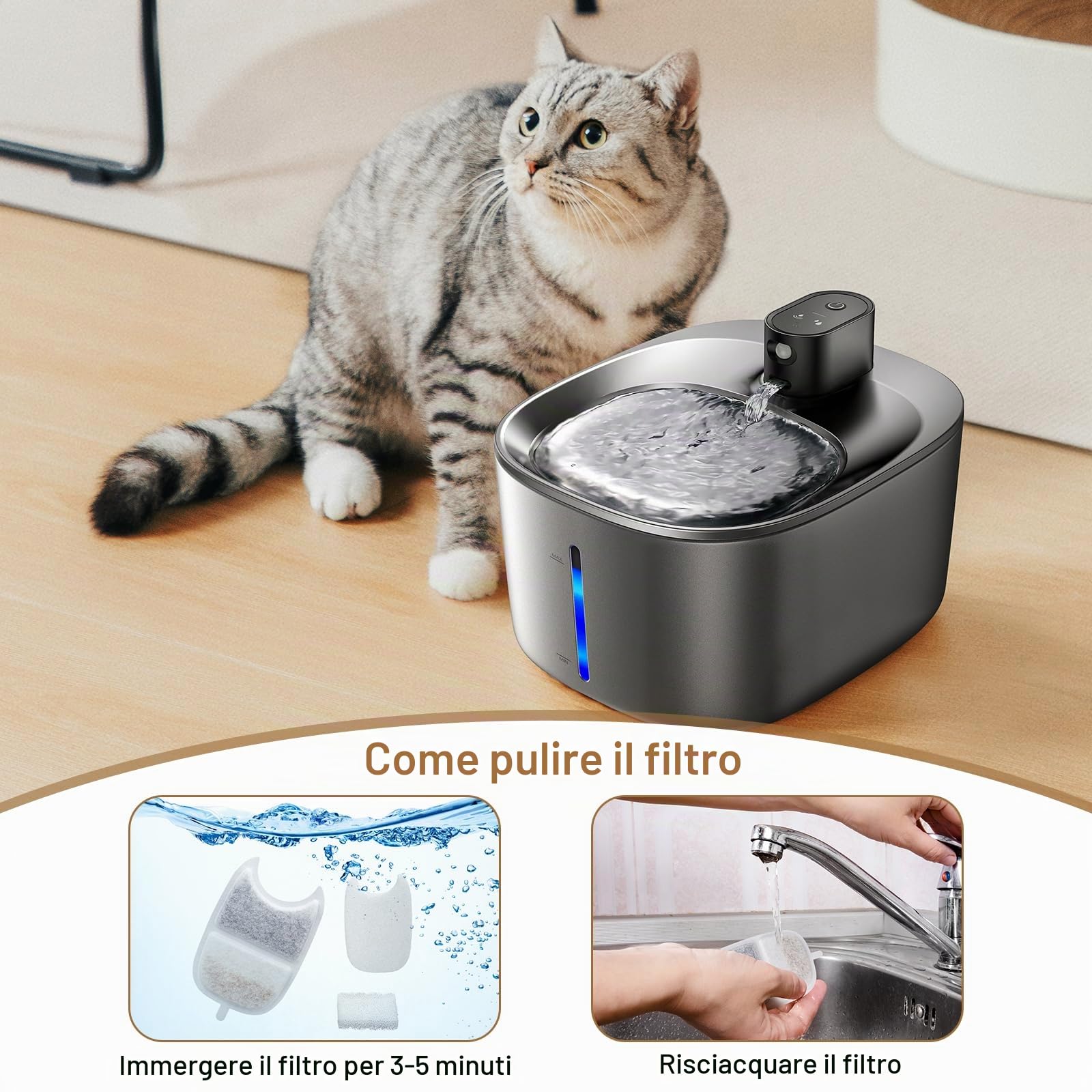 Filtri Fontanella per Gatti, 12 Filtro Fontanella per Gatti per FEELNEEDY 4L Fontana Acqua per Gatti YPD-C004, Comprendere 12 Filtri Fontana Gatto e 12 Spugne Pre-filtrate e 12 Spugnetta per Pompa
