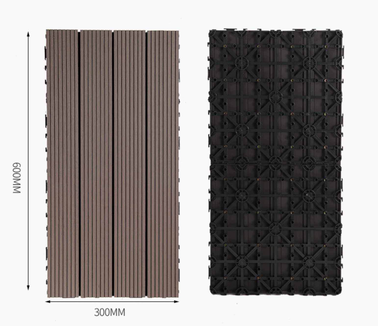 RHP 12 baldosas de madera WPC de alta calidad para terraza, sistema de conexión, 30 x 60 cm, fácil de colocar, resistente al agua, resistente a la corrosión (25-18)