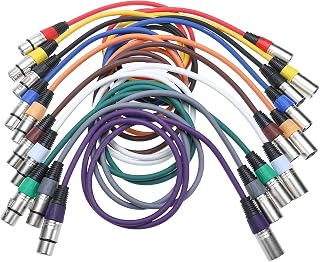 10 Pack 3ft XLR Male to XLR Female Cables Balanced Cords Audio Microphone Cable Cords 10 Colored