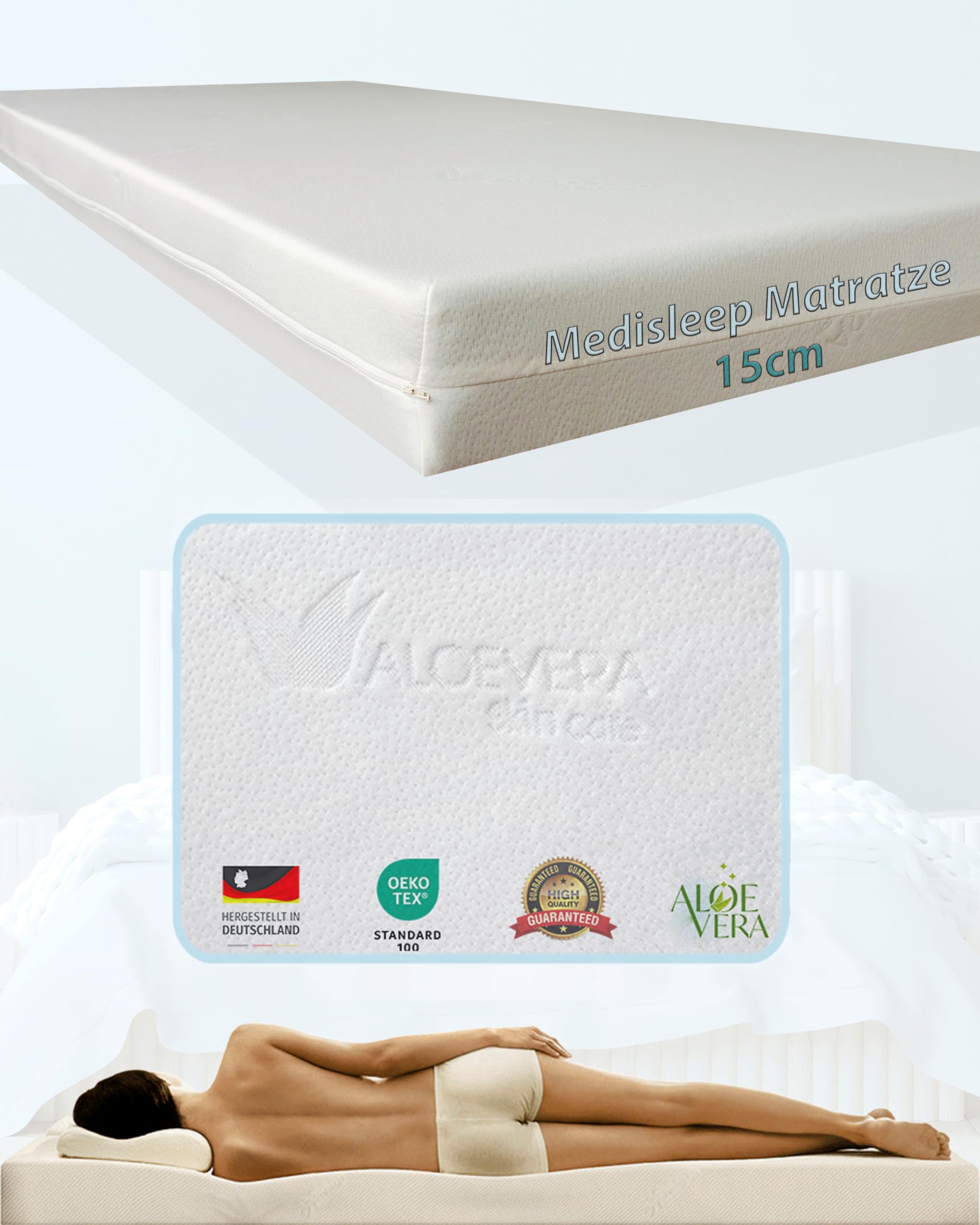 Doctorsleep Medisleep Kaltschaum Rollmatratze Kern 15 cm mit Bezug -Aloe -  Vera Gre: 130x190 cm 60-140 KG : Amazon.de: Kche, Haushalt & Wohnen