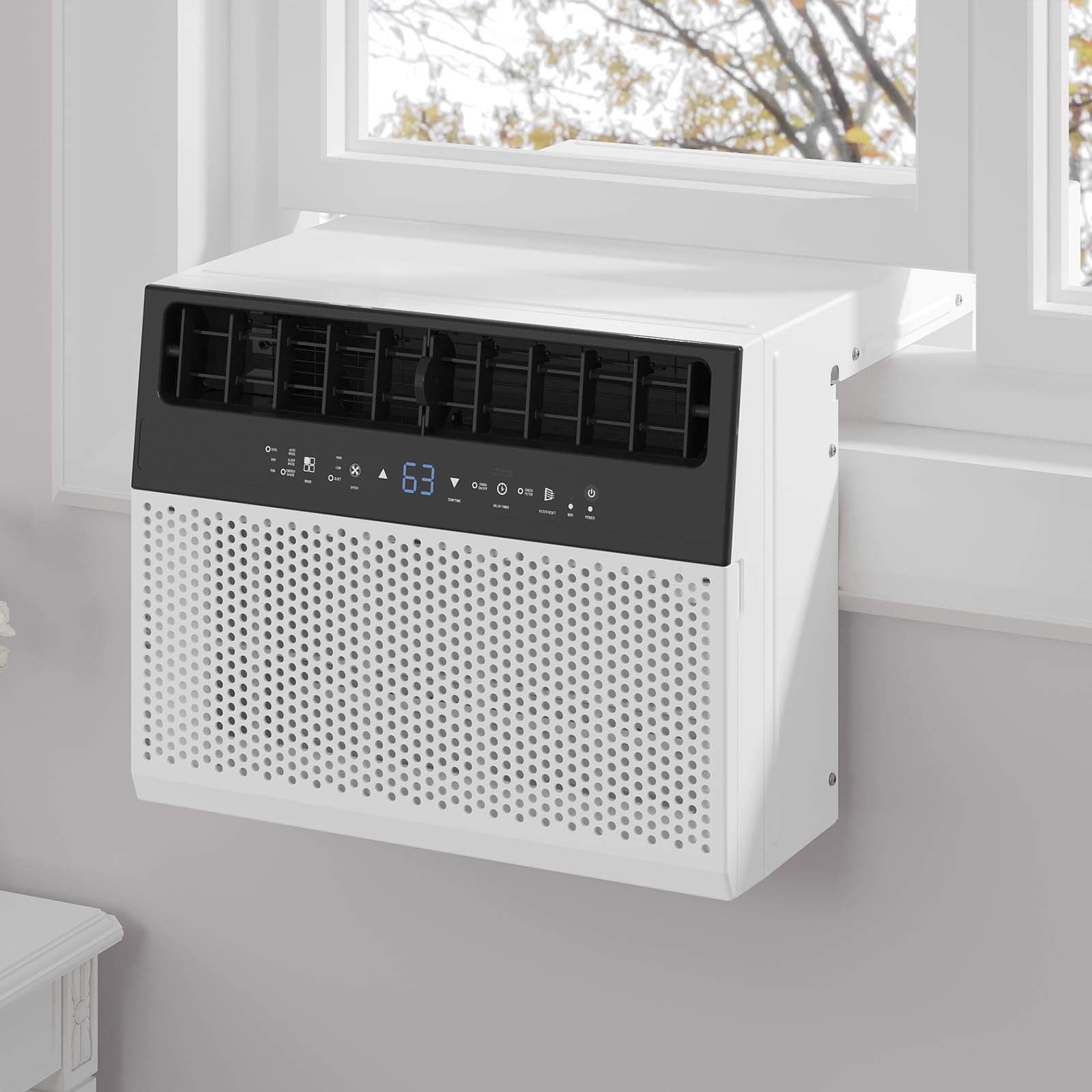 6000 BTU Window Air Conditioner - 115V Quiet Ac Unit Window With Remote U-Shaped Mini Air Conditioner,3 In 1 Design,Wifi-Enabled,for Bedroom,Office,Home,White