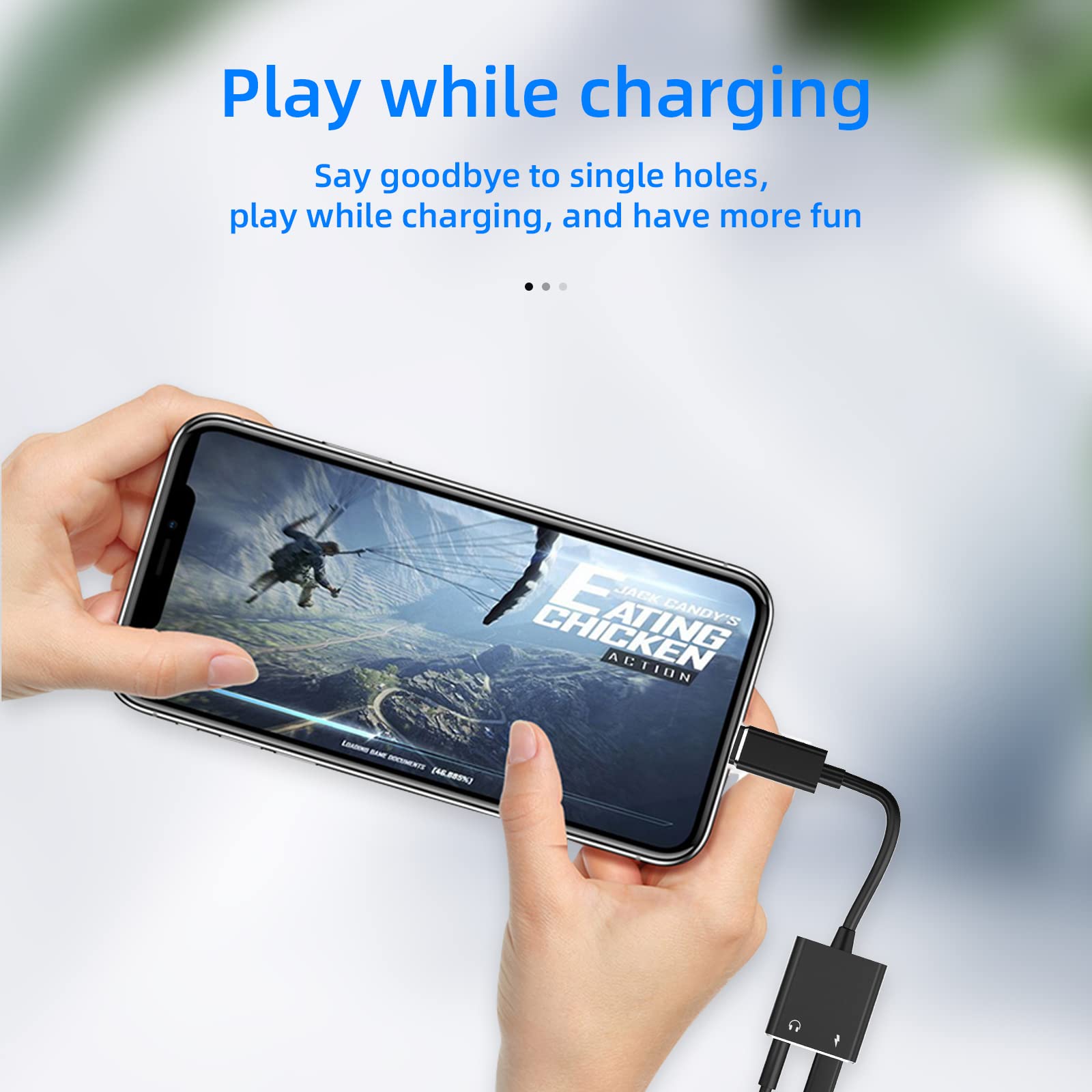 Lightning to 3.5mm Splitter 2in1 Iphone AUX Adapter for Headphone Jack Cable Dongle Charger Cord MFI Certified Audio Adaptador Para for 13 12 11 Pro Max X 8 7 Plus Ipad Music Earphone Converter
