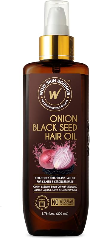 WOW Skin Science Onion Black Seed Hair Oil - Nourishing Treatment for Dry, Damaged Hair Growth with Almond, Castor, Olive, Coconut & Jojoba Oils
