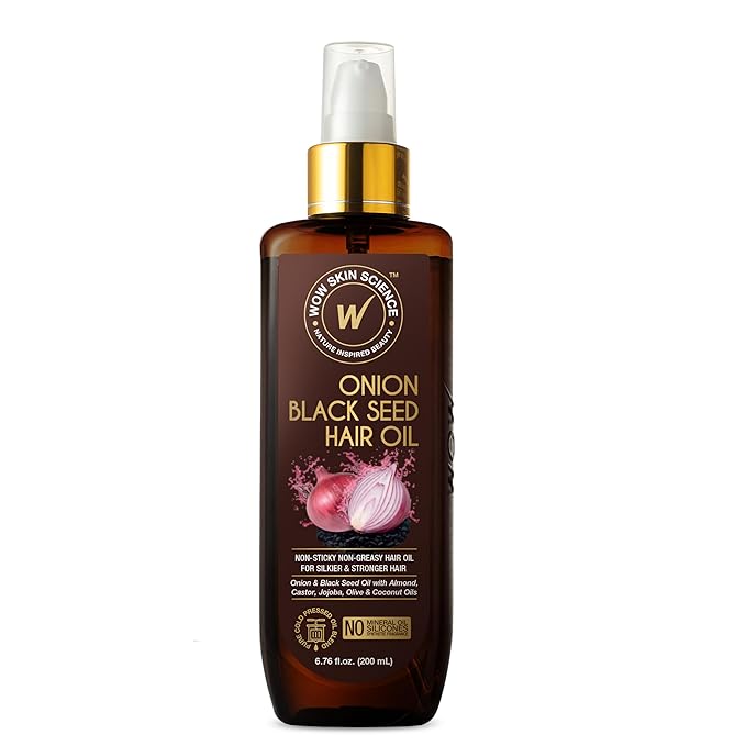 WOW Onion Black Seed Hair Oil - Controls Hair Fall - No Mineral Oil & Silicones - 200mL