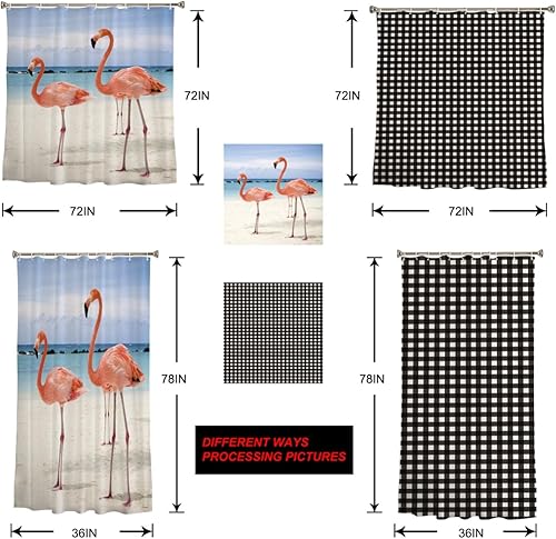 Miniatura 7 de Cortinas de ducha de 36 x 72 pulgadas, cortina de baño de tela de poliéster impermeable, accesorios de baño, juego de cortina de ducha con ganchos,