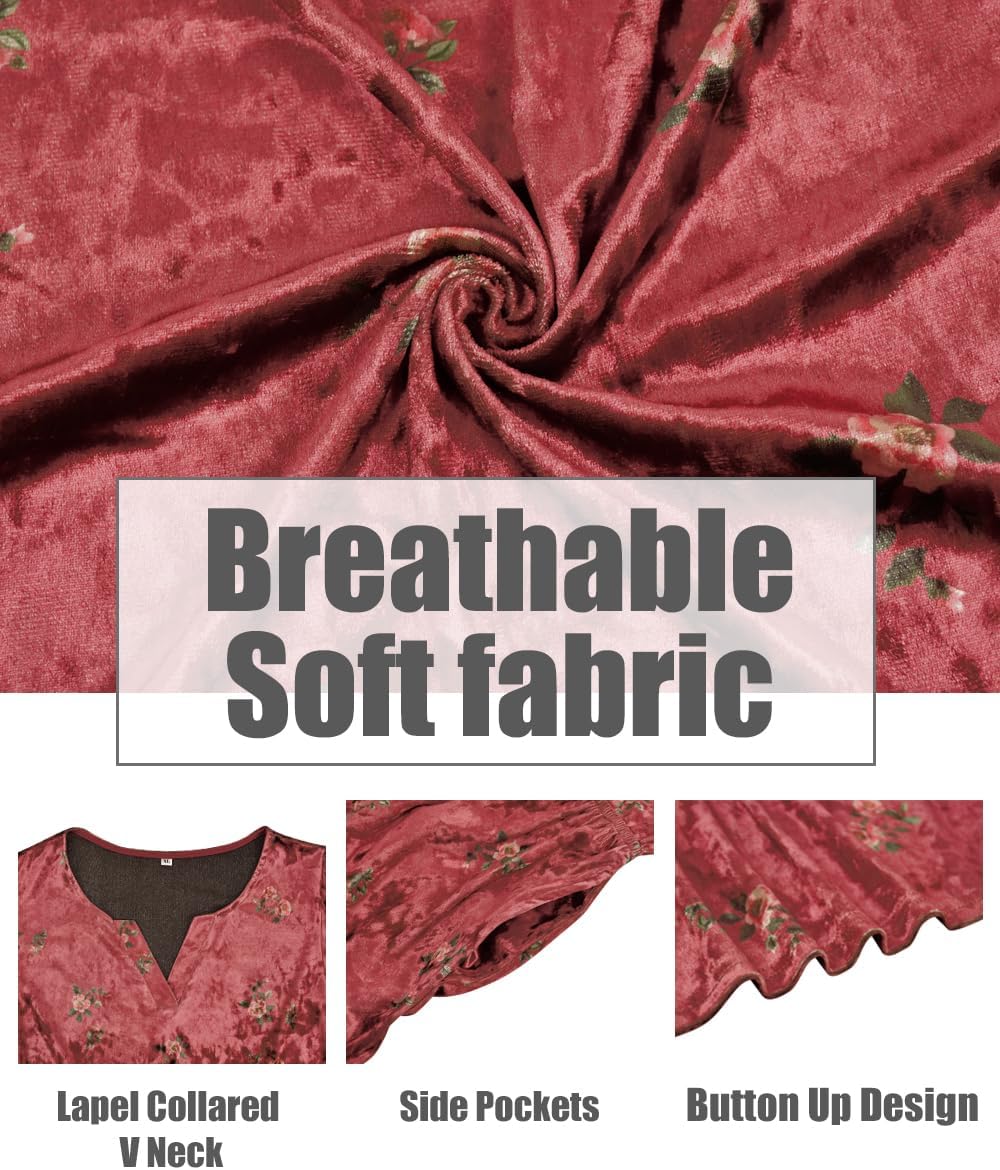 CARCOS Plus Size Velvet Dresses for Curvy Women Short Sleeve Cocktail Dresses Winter Party Formal Dress with Pocket XL-5XL - Image 6