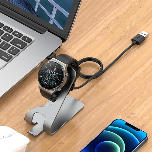 Miniatura 7 de MOTONG Compatible con Huawei Watch GT4 USB de carga, cables de carga USB de repuesto con soporte de base de escritorio compatible con Huawei Watch