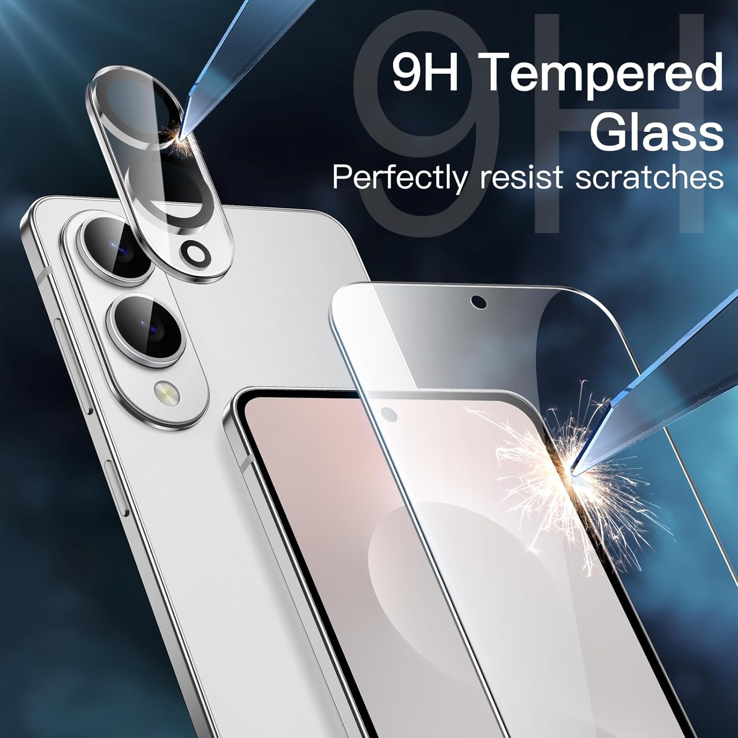 JETech 5 in 1 Case for Samsung Galaxy S25 Edge with 2-Pack Each Tempered Glass Screen Protector and Camera Lens Protector, Non-Yellowing Slim Shockproof Bumper Phone Cover (Clear) - Image 5