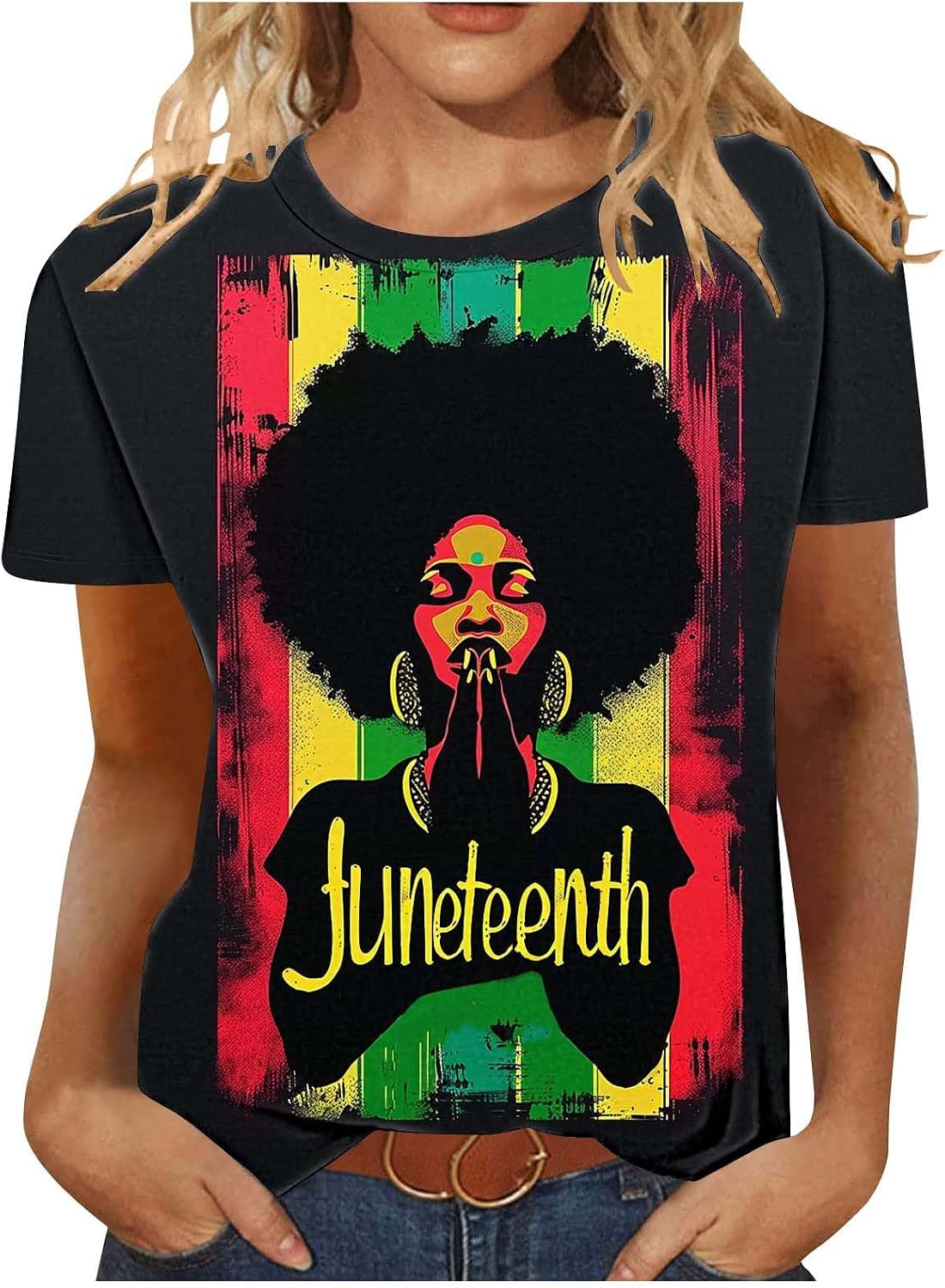 Women's Shirts African American Woman Independence Day Blouses Crew Neck Lightweight Tees Tops 2026