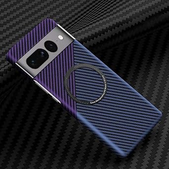 Magnetic Case for Google Pixel 7a Case Carbon Fiber Compatible with MagSafe Charger Aramid Fiber Slim Thin Shockproof Cover for Pixel 7a - Blue&Purple